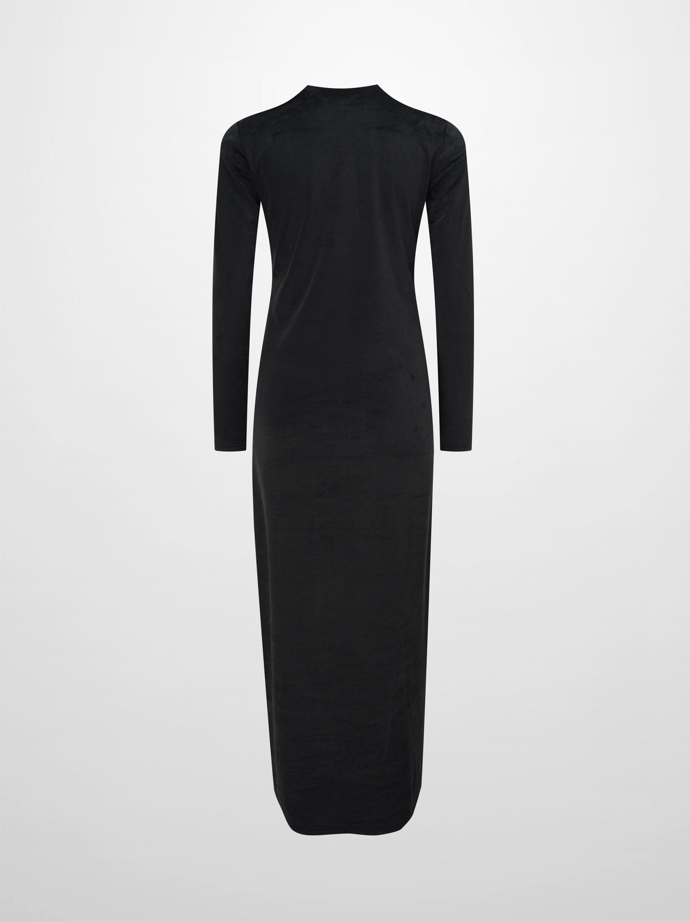 Velour Button Down Maxi Dress-Black