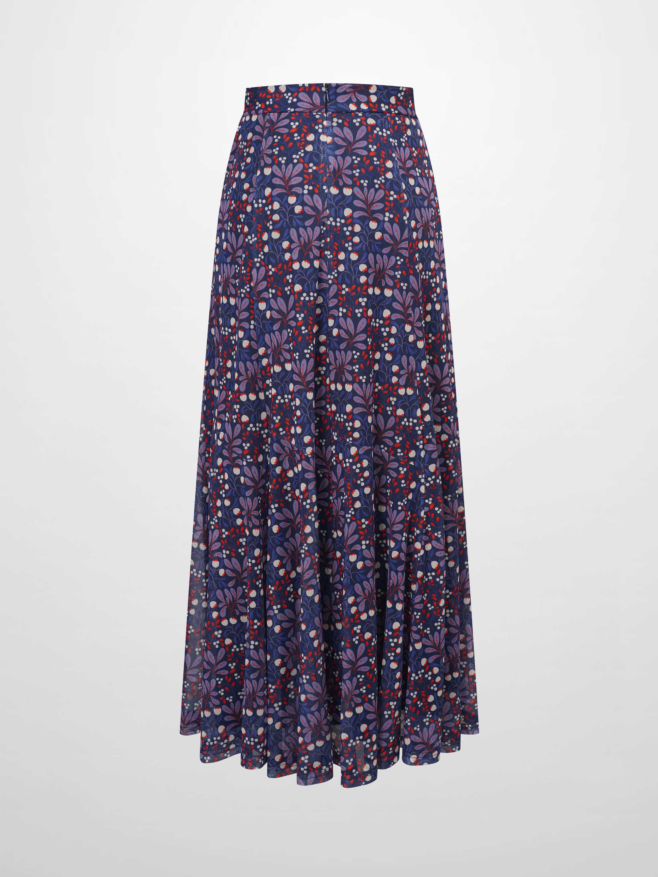 Mesh Trumpet Skirt-Lilac Flower