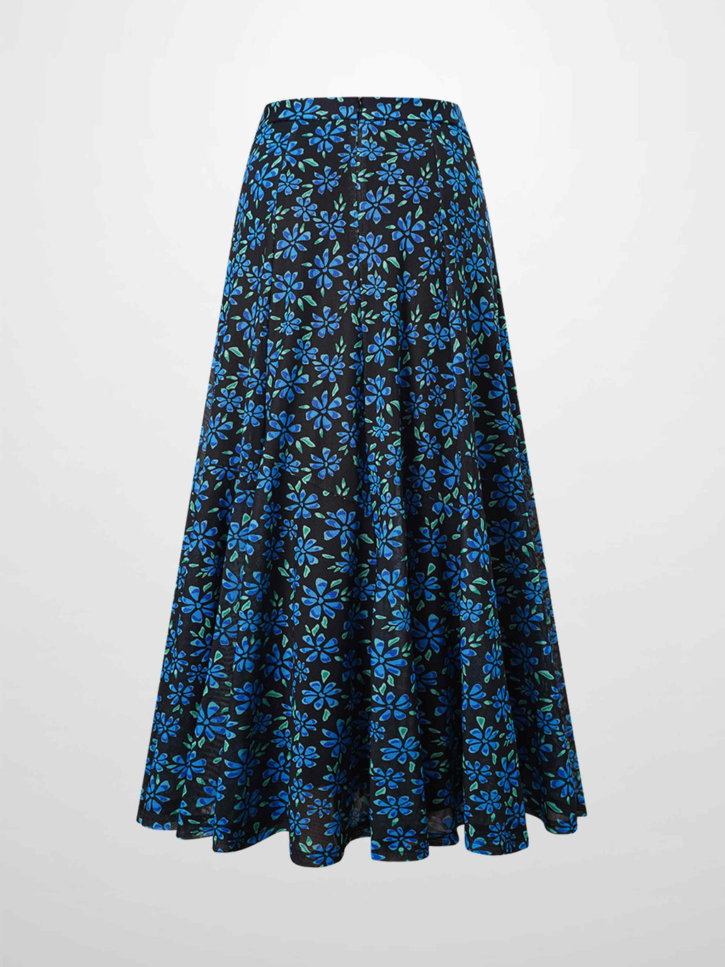 Mesh Trumpet Skirt-Blue Floral
