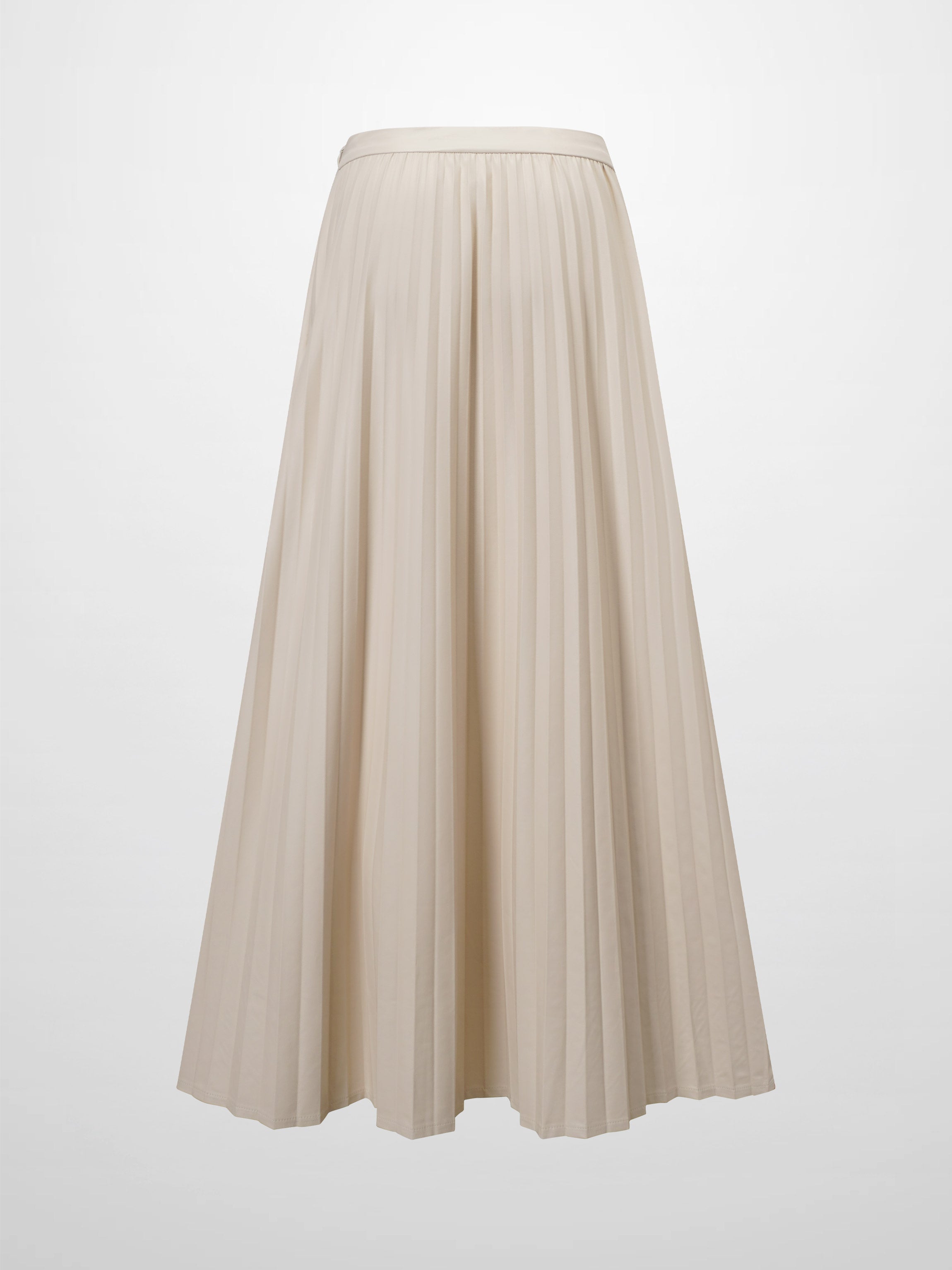 Accordion Pleated Faux Leather Skirt-Ivory