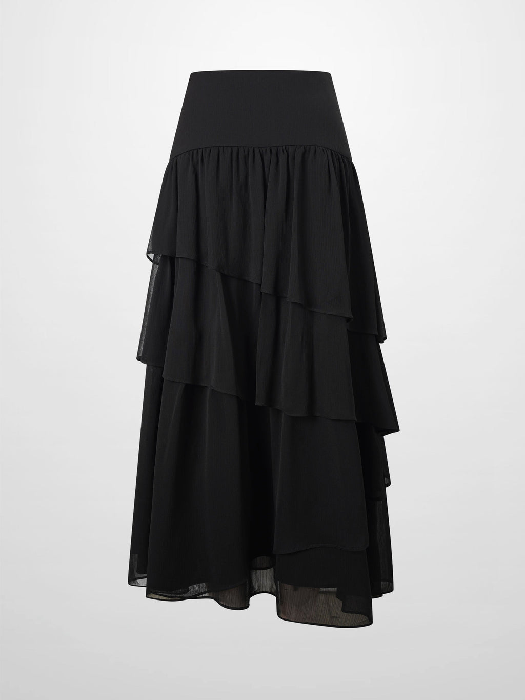 Chiffon Layered Skirt-Black