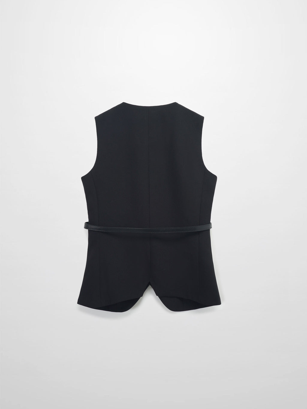 Button Down Crepe Vest-Black
