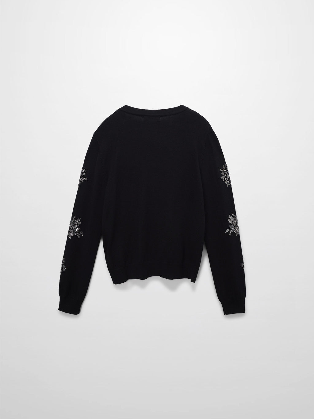 Beaded Flower Sweater-Black