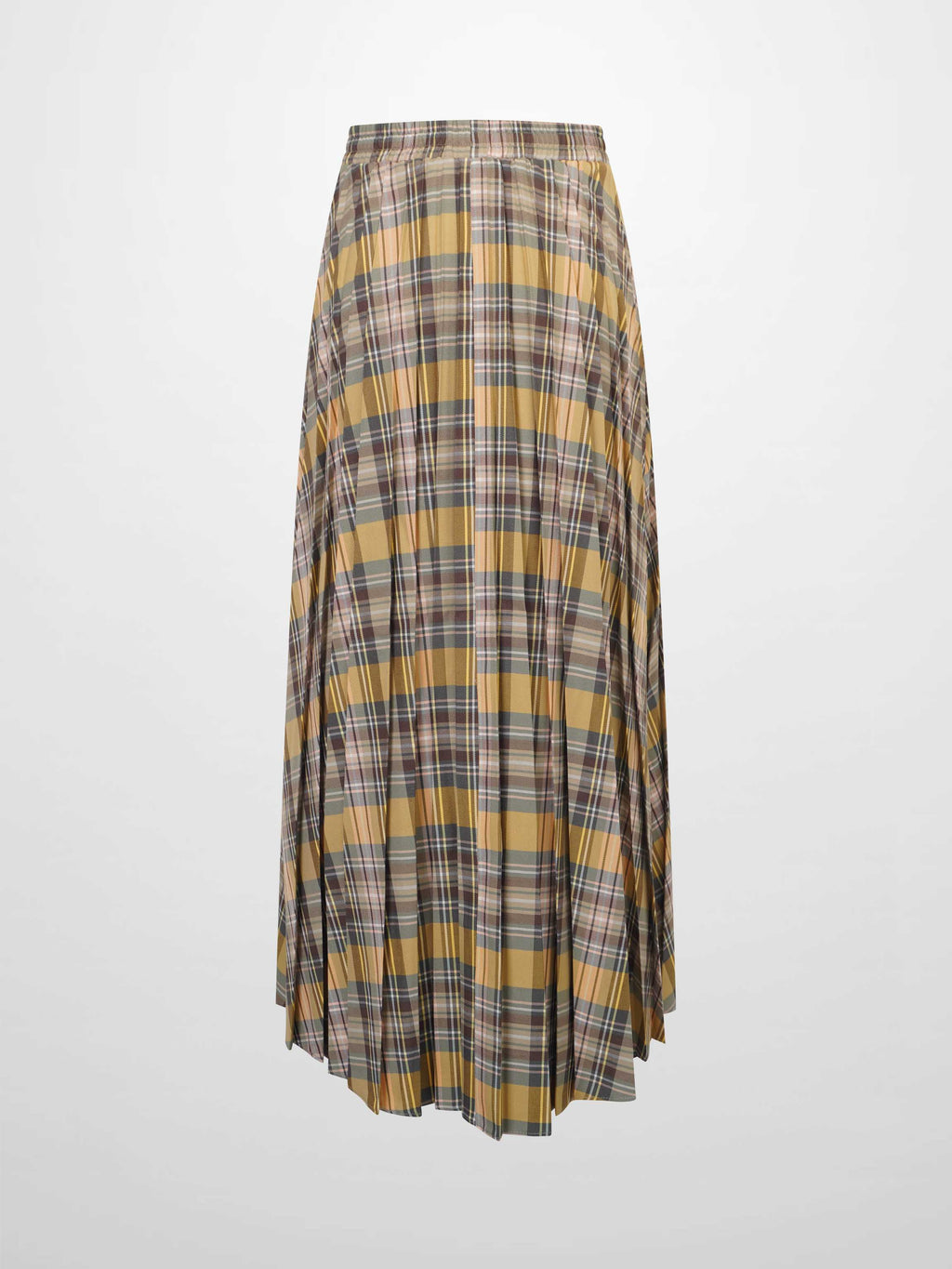 Covered Band Pleated Skirt-Pastel Plaid