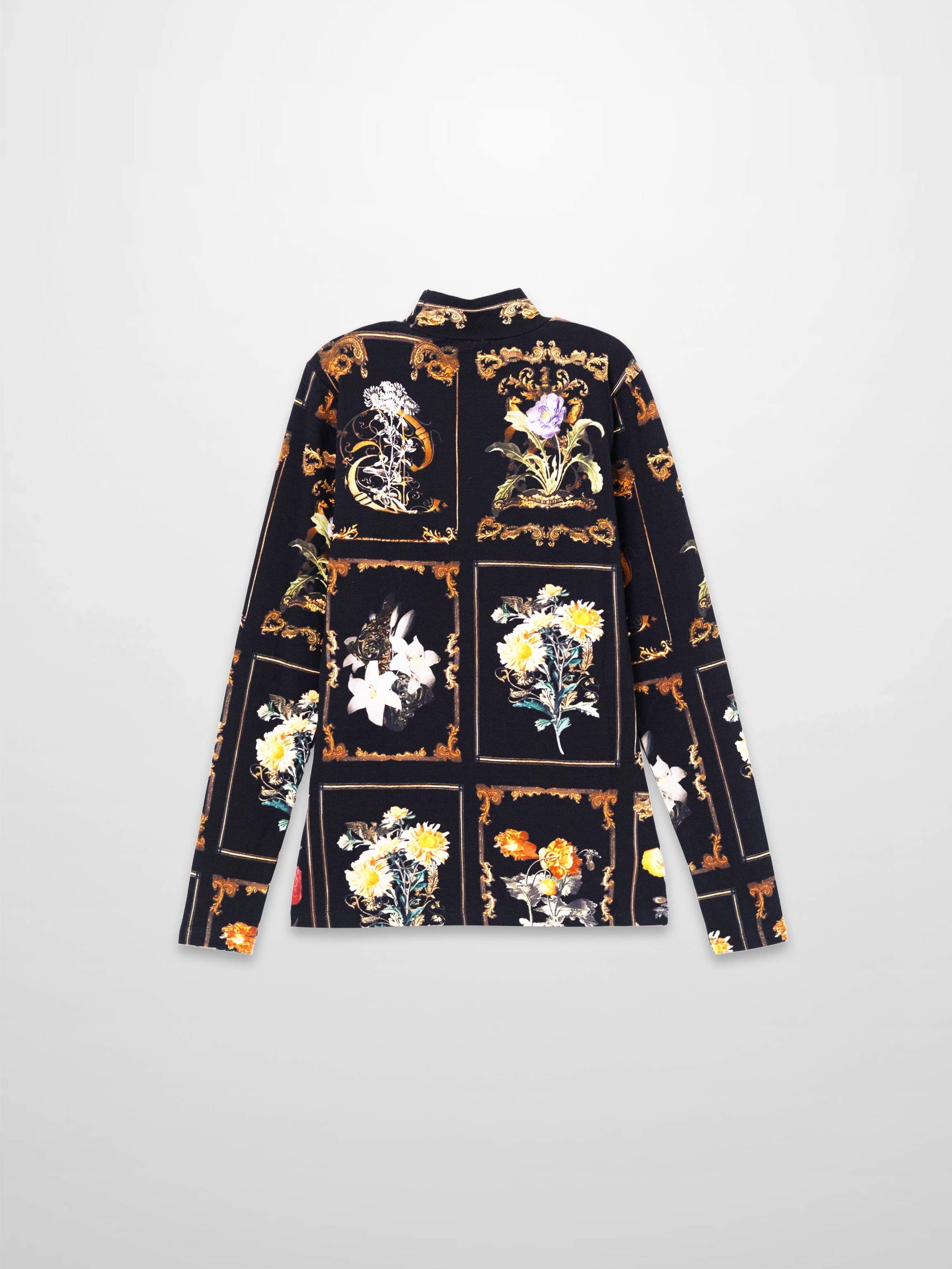 Printed Modal Turtleneck-Floral Portrait