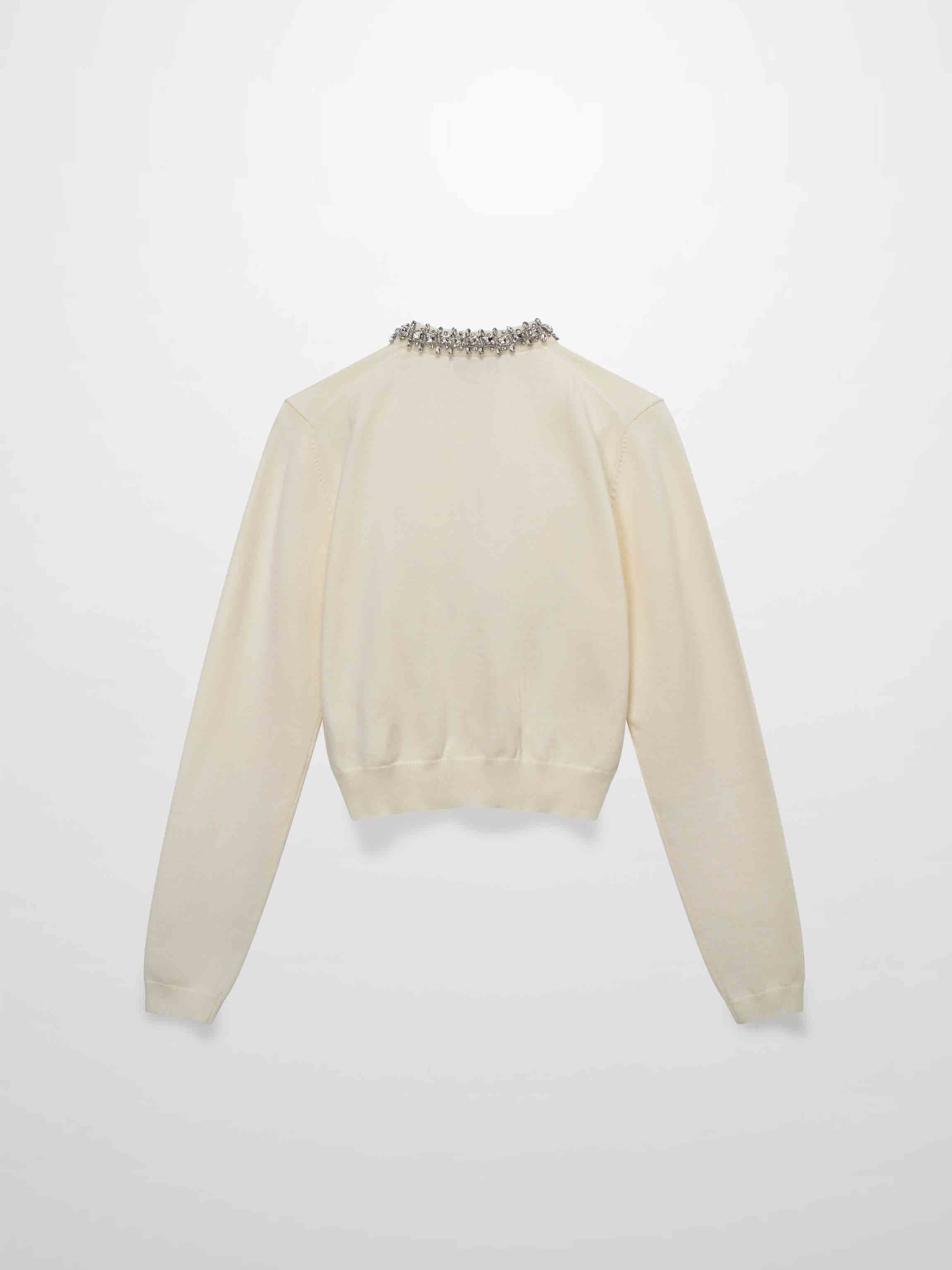 Embellished Cardigan Sweater-Cream