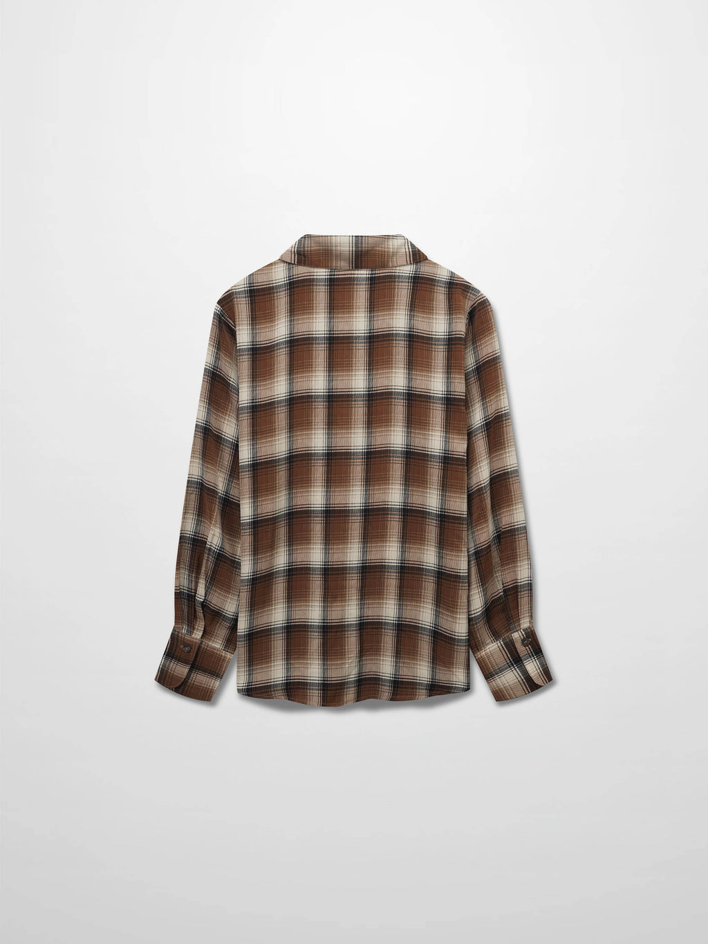 Button Down Blouse-Brown Plaid