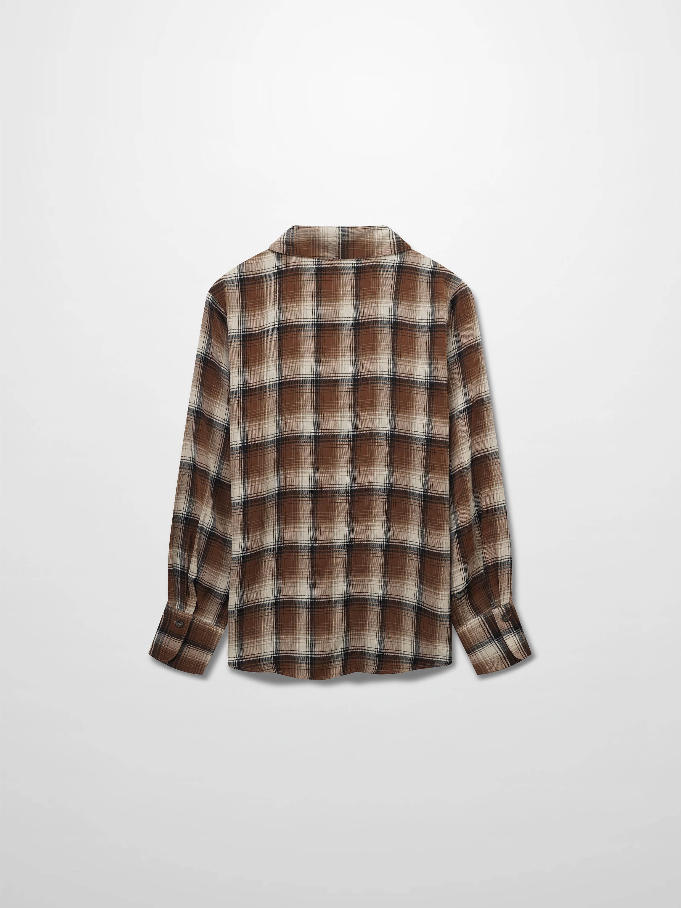 Button Down Blouse-Brown Plaid
