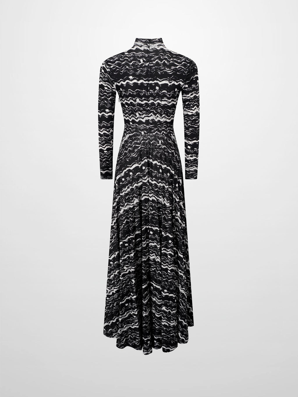 Pleat Bottom Stretch Maxi Dress-Black/White