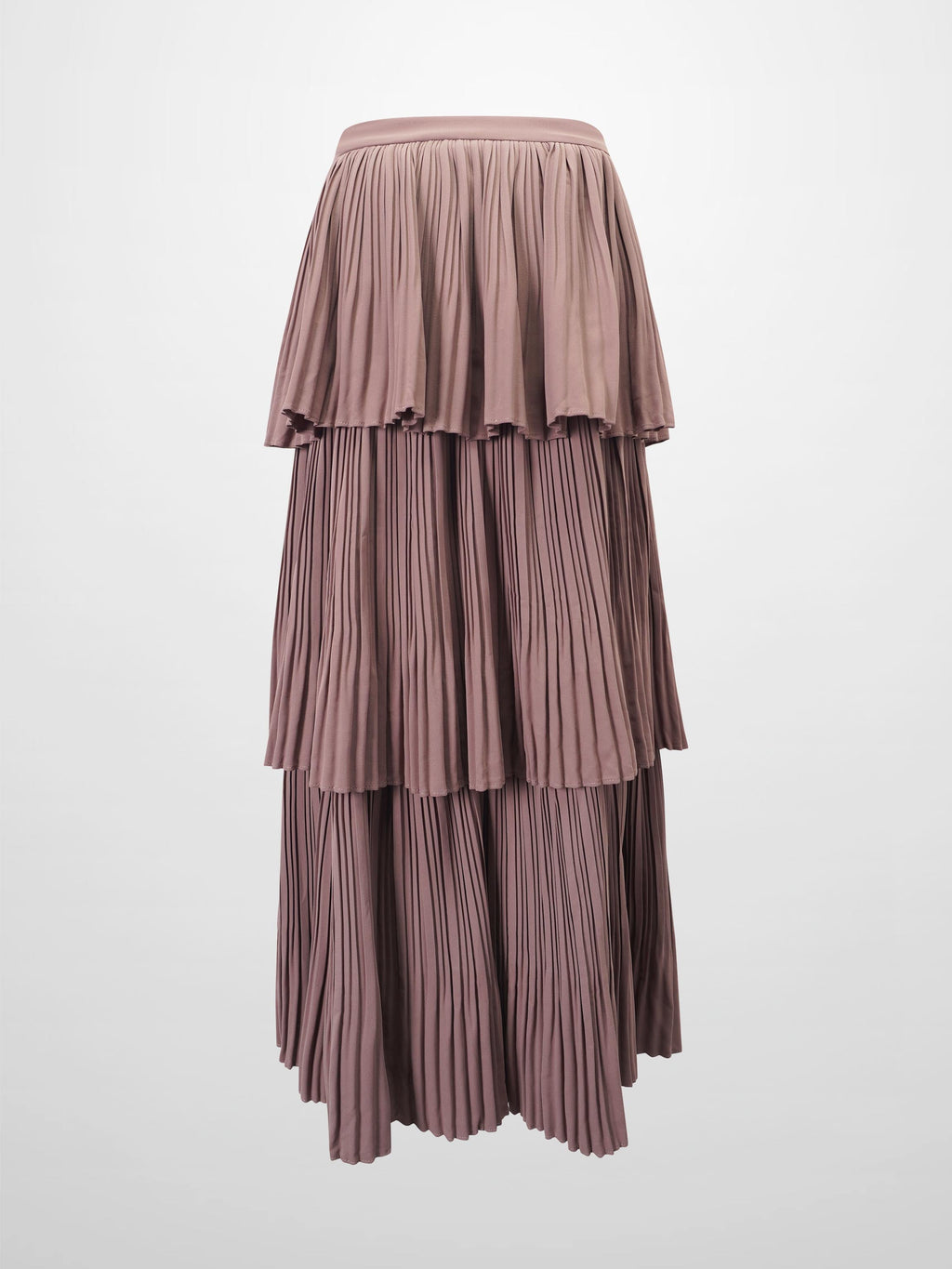 Pleated Layer Skirt 37"-Mocha Mousse