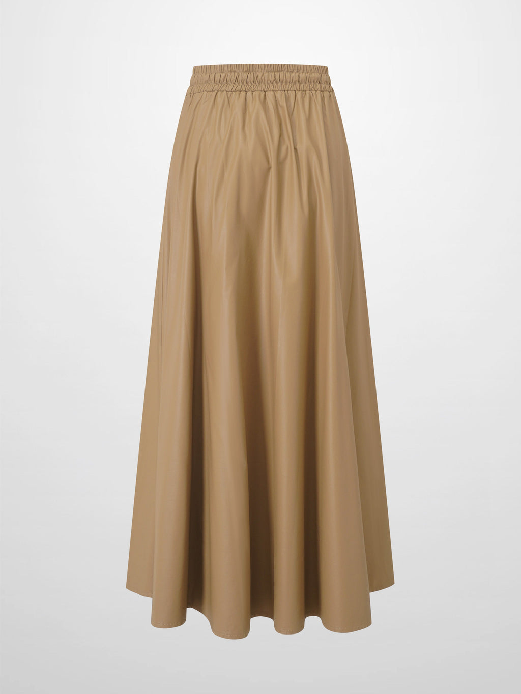 Drawstring Faux Leather Skirt-Camel