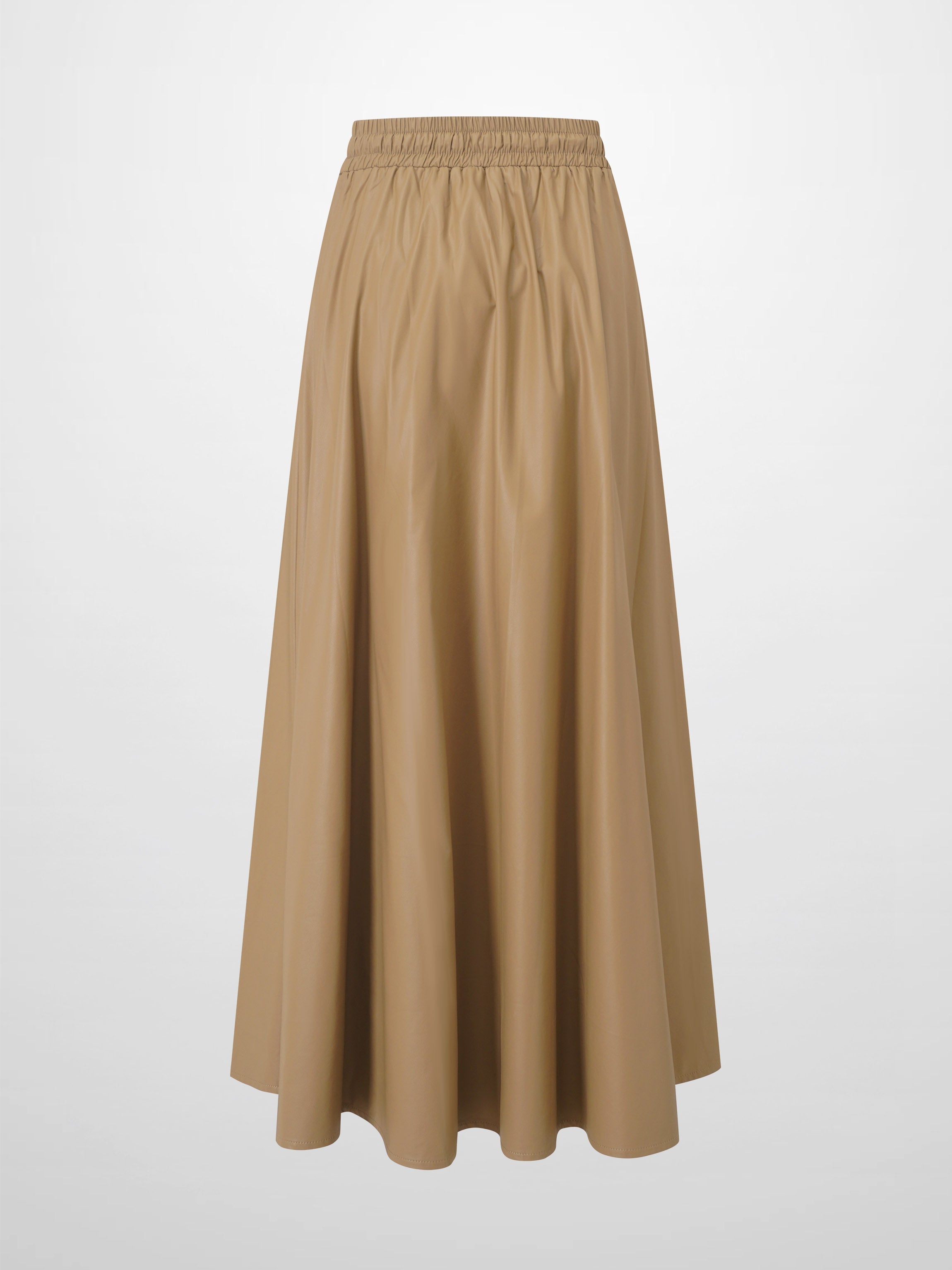 Drawstring Faux Leather Skirt-Camel