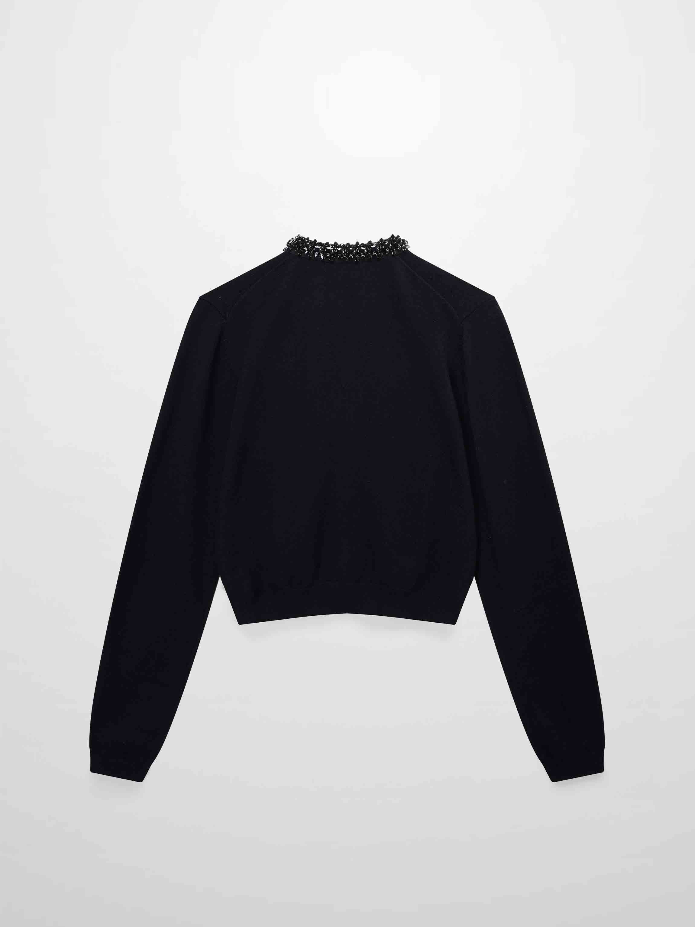 Embellished Cardigan Sweater-Black