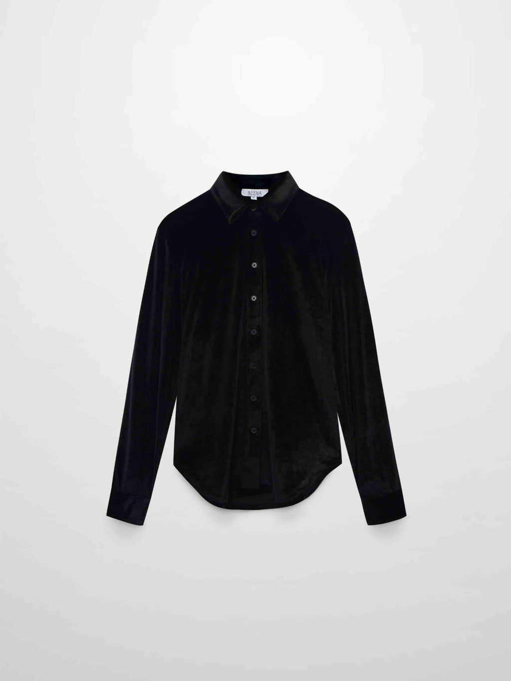 Velour Button Down Blouse-Black