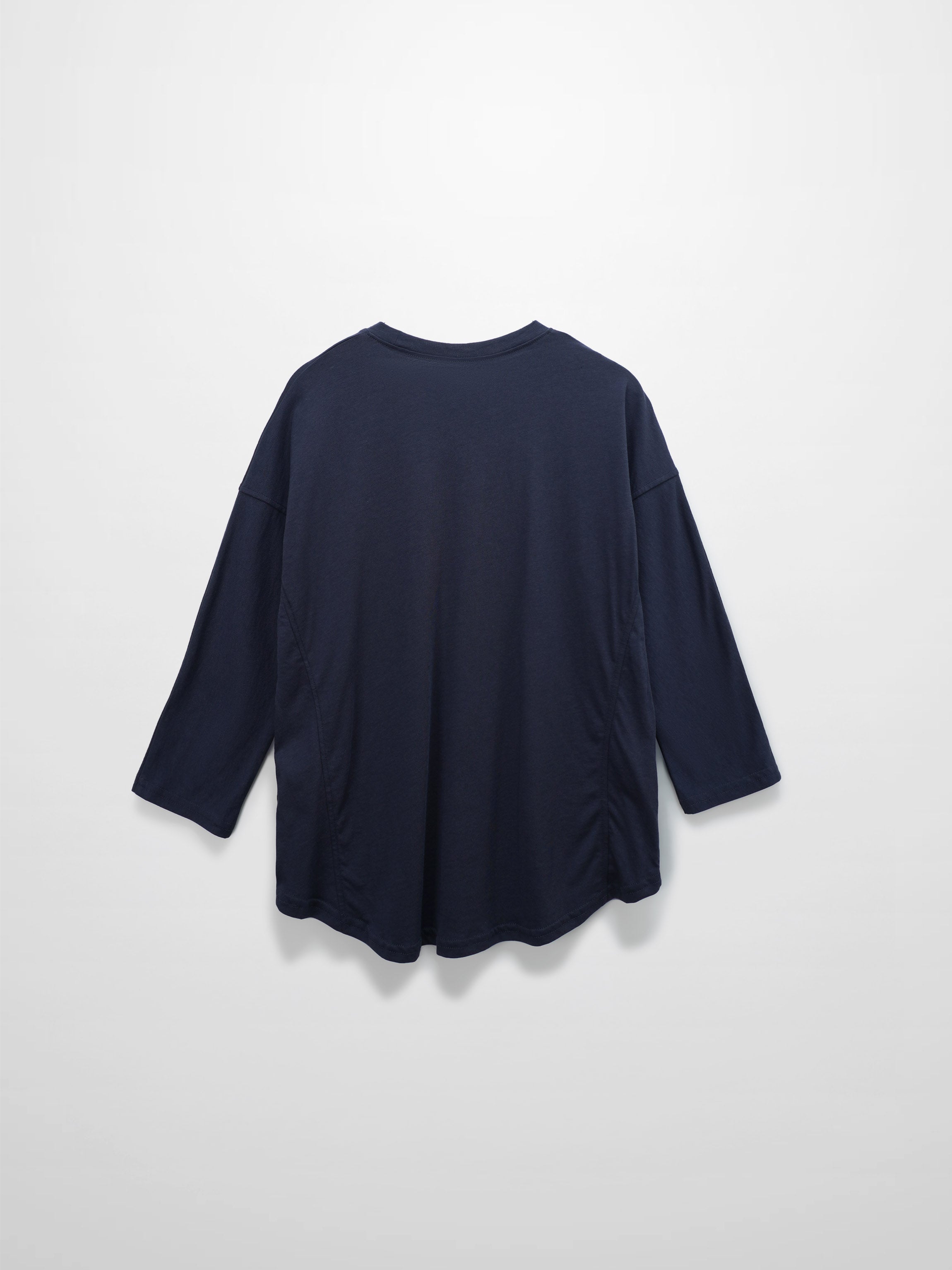Pima Cotton Boxy Dolman Tee-Navy