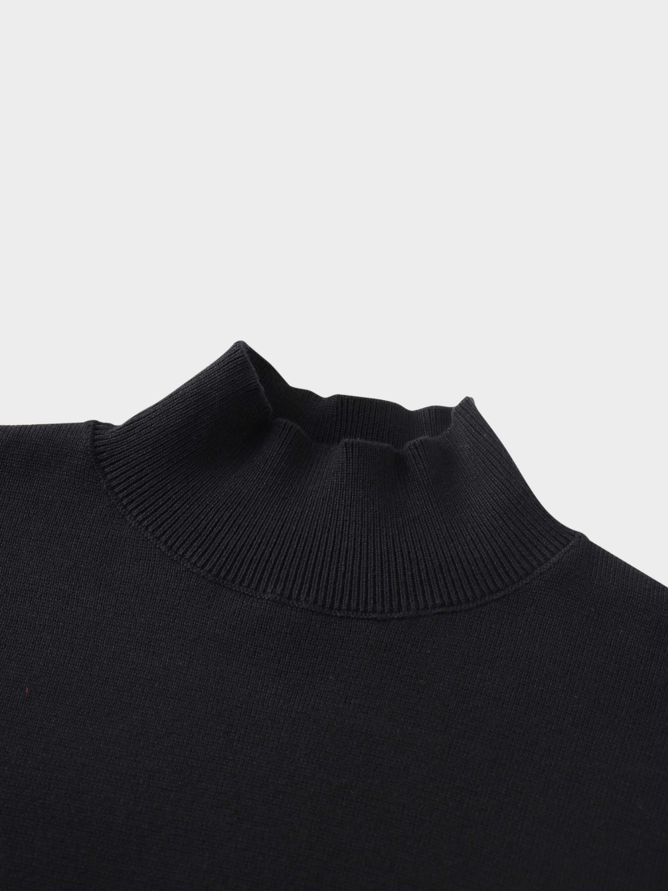 Knit Top Mock Neck Dress-Black