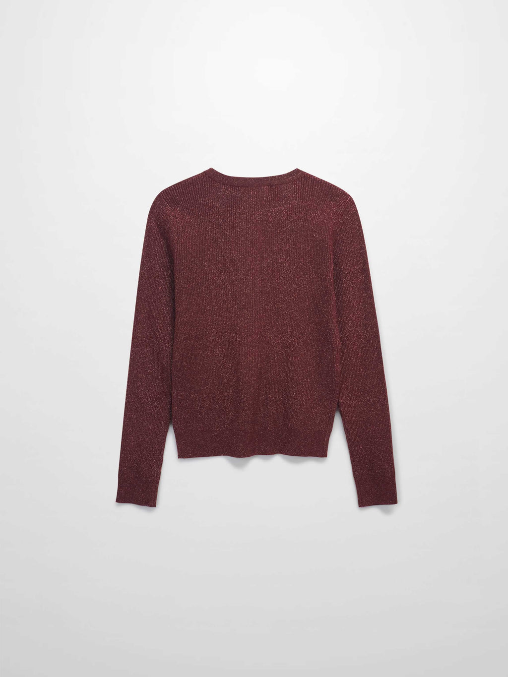 Lurex Ribbed Sweater-Heathered Burgundy