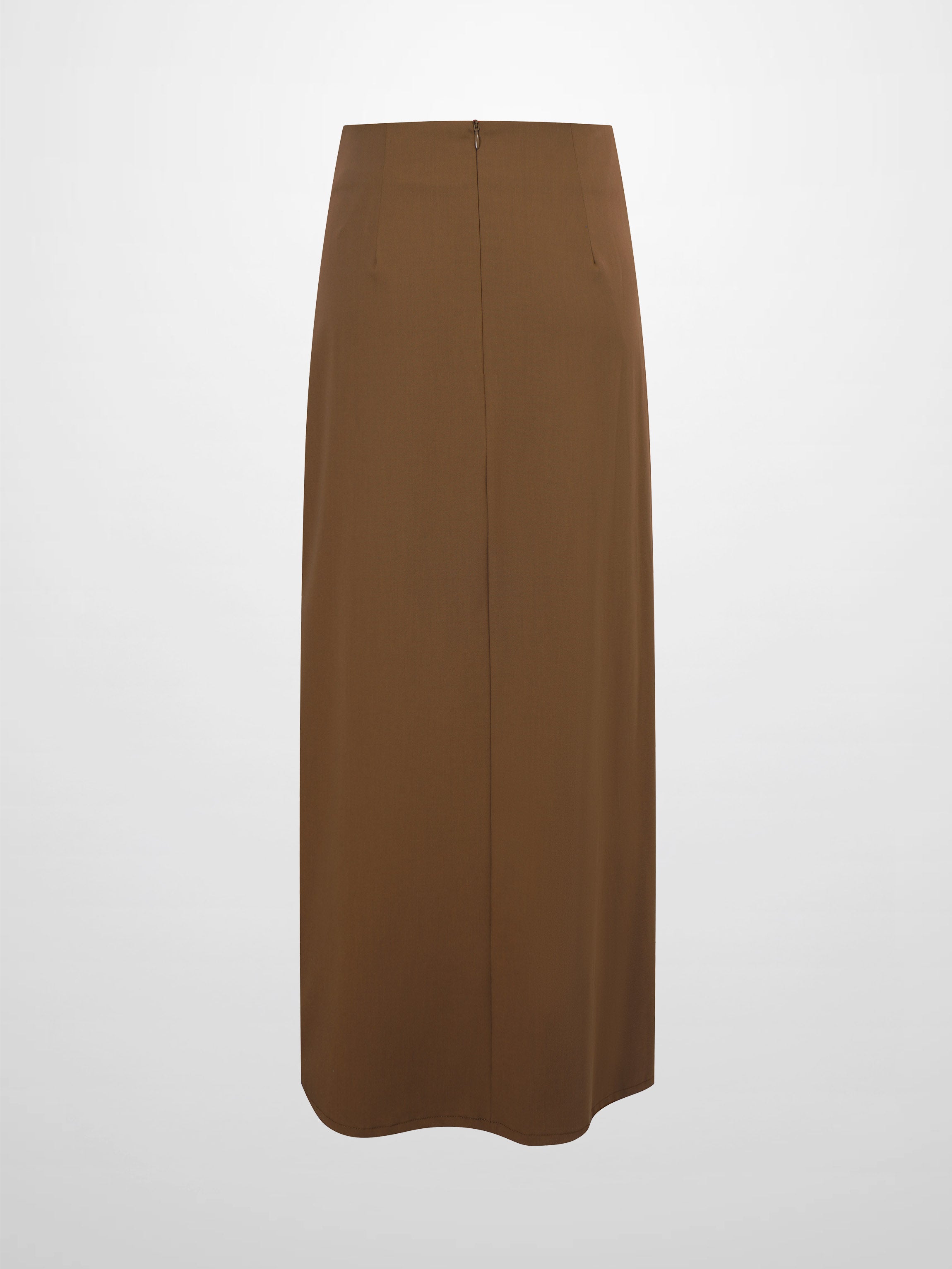 Side Loop Straight Maxi Skirt-Brown