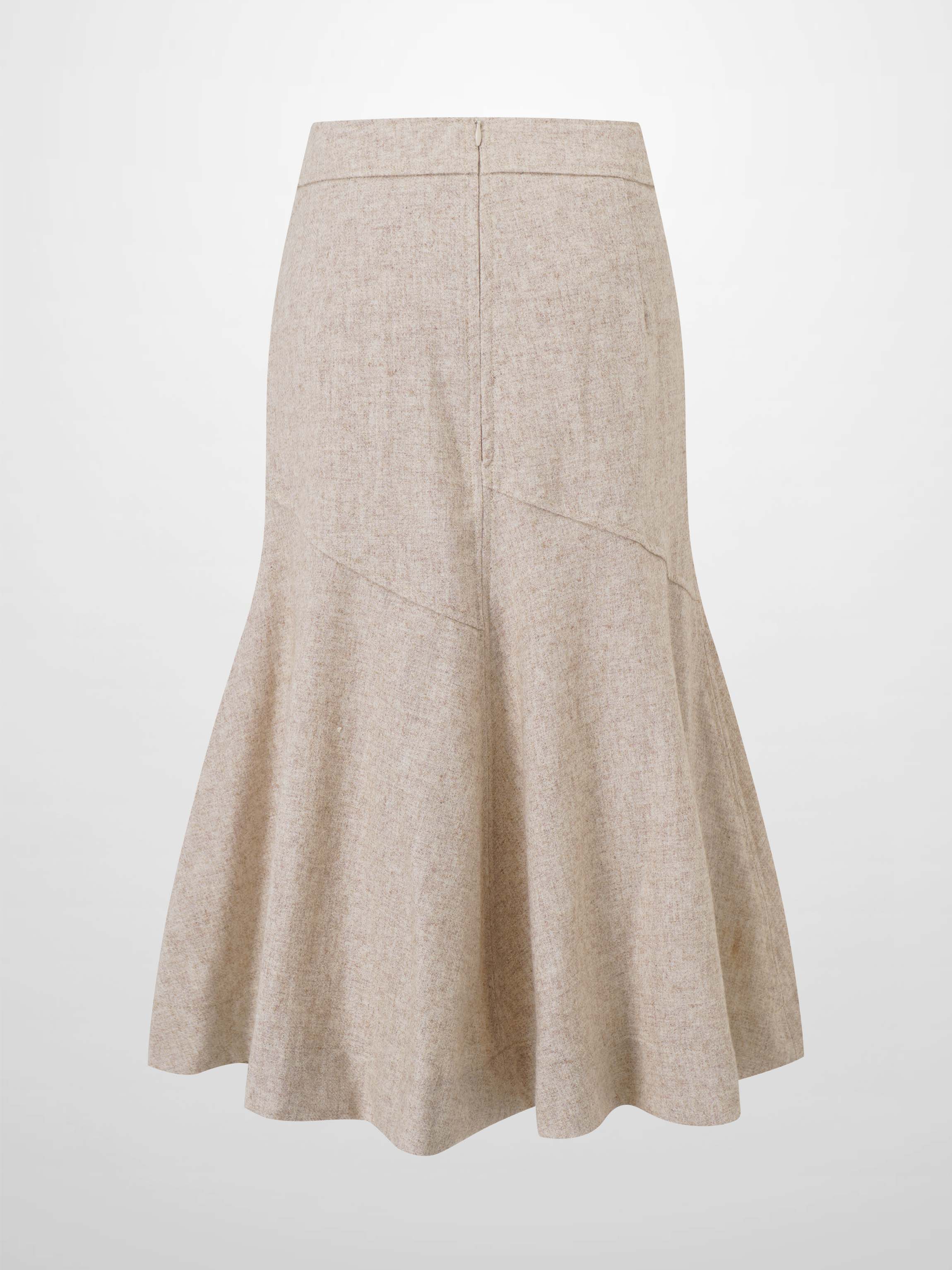 Wool Blend Short Panel Skirt-Oatmeal