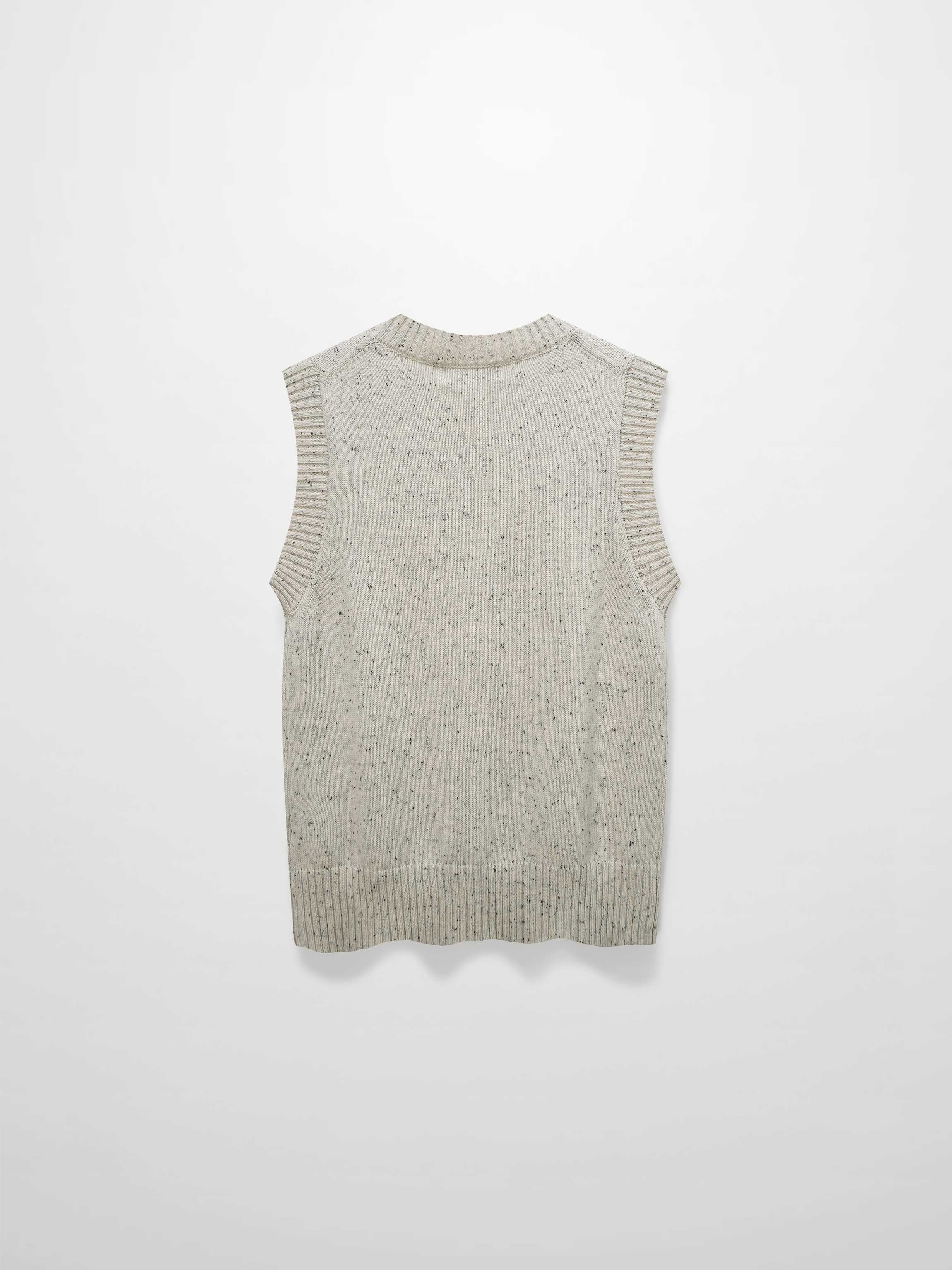 Speckled Crew Neck Vest-Ivory