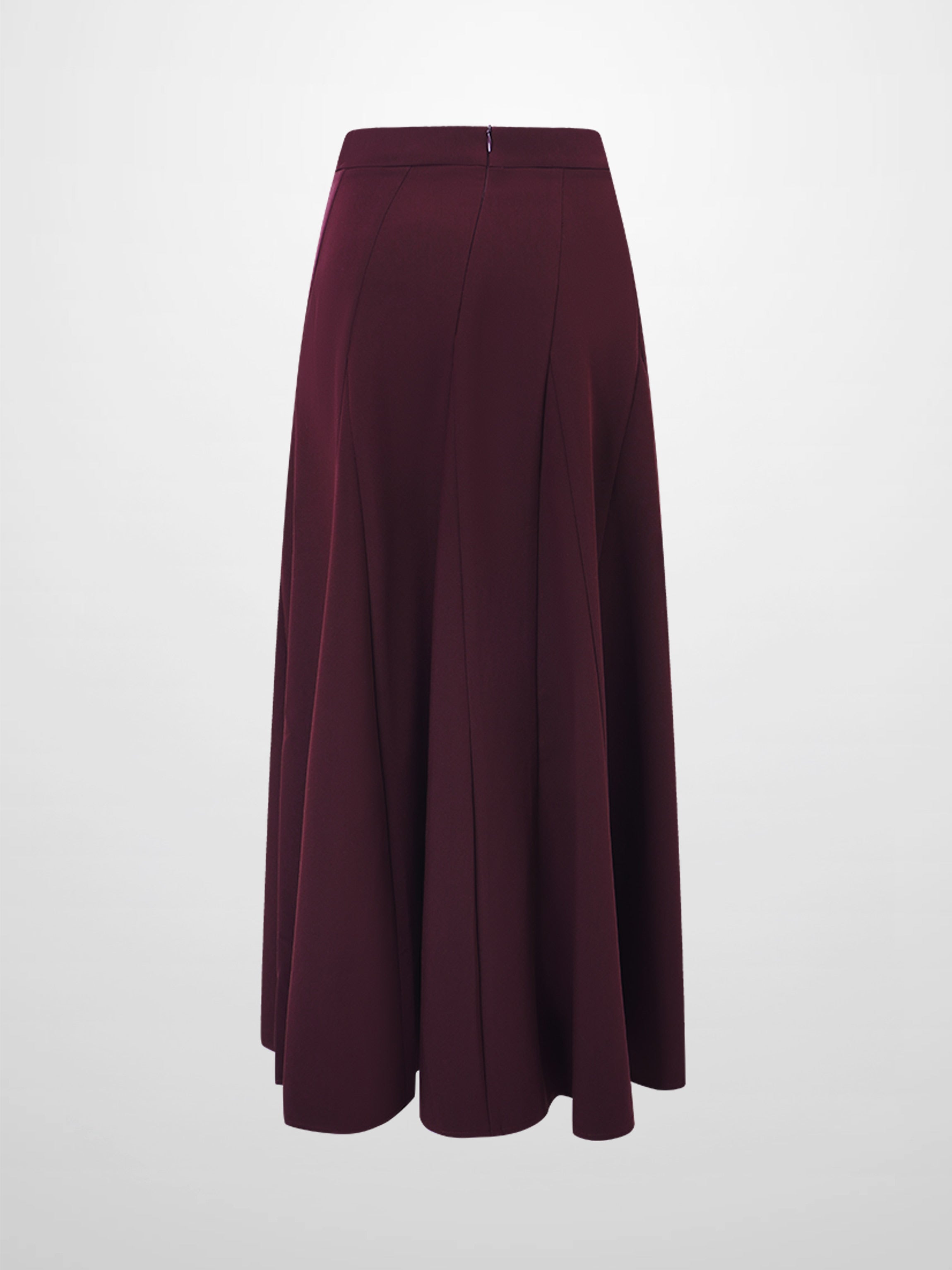 V Paneled Maxi Skirt-Burgundy