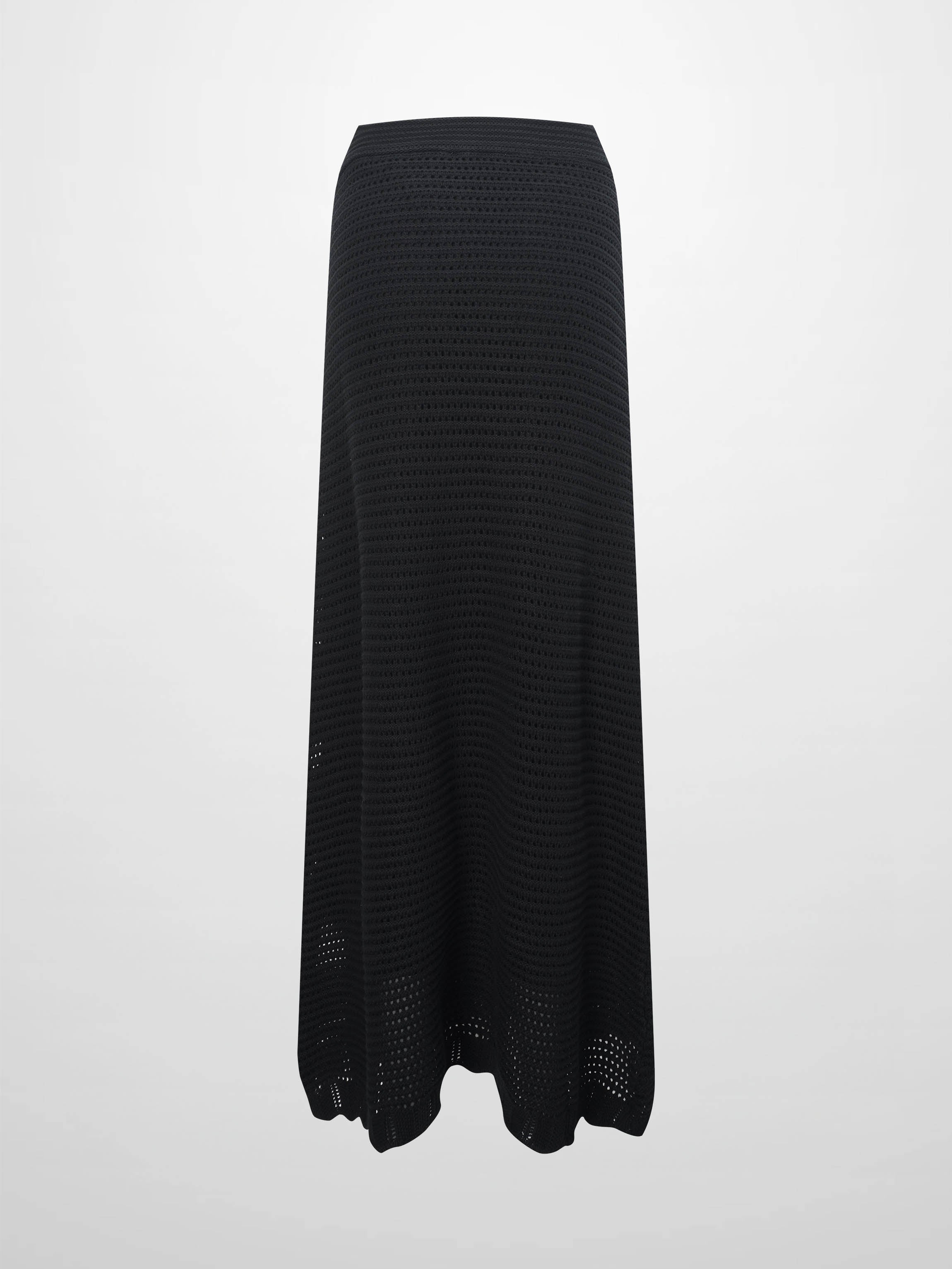 Crochet Knit Skirt-Black