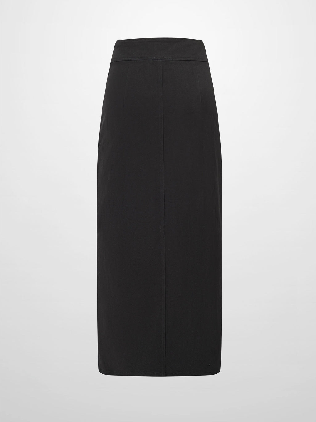 Button Down Denim Skirt-Black