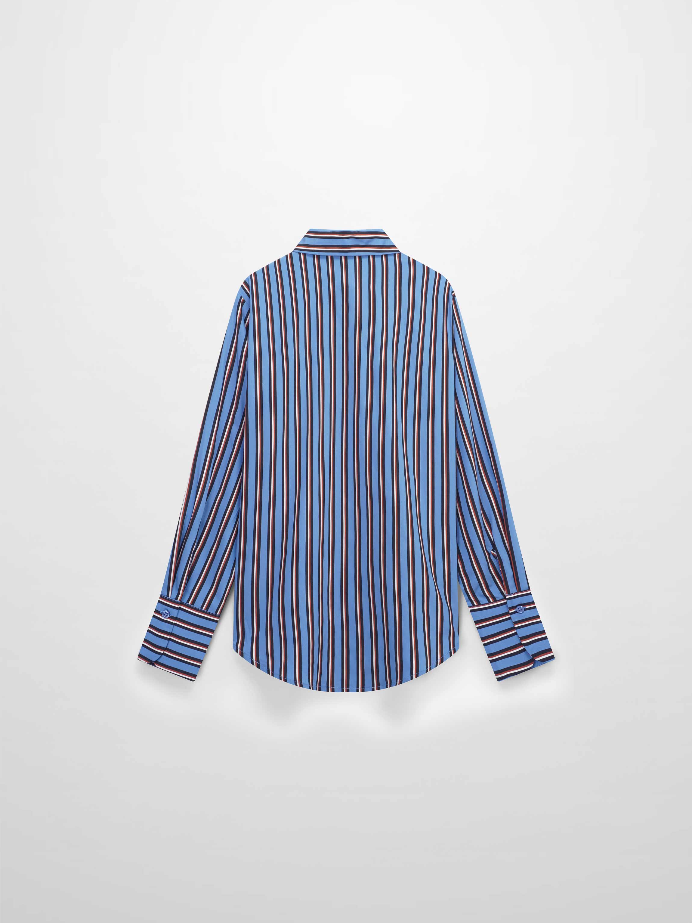 Striped Cotton Blouse-Blue Pinstripe