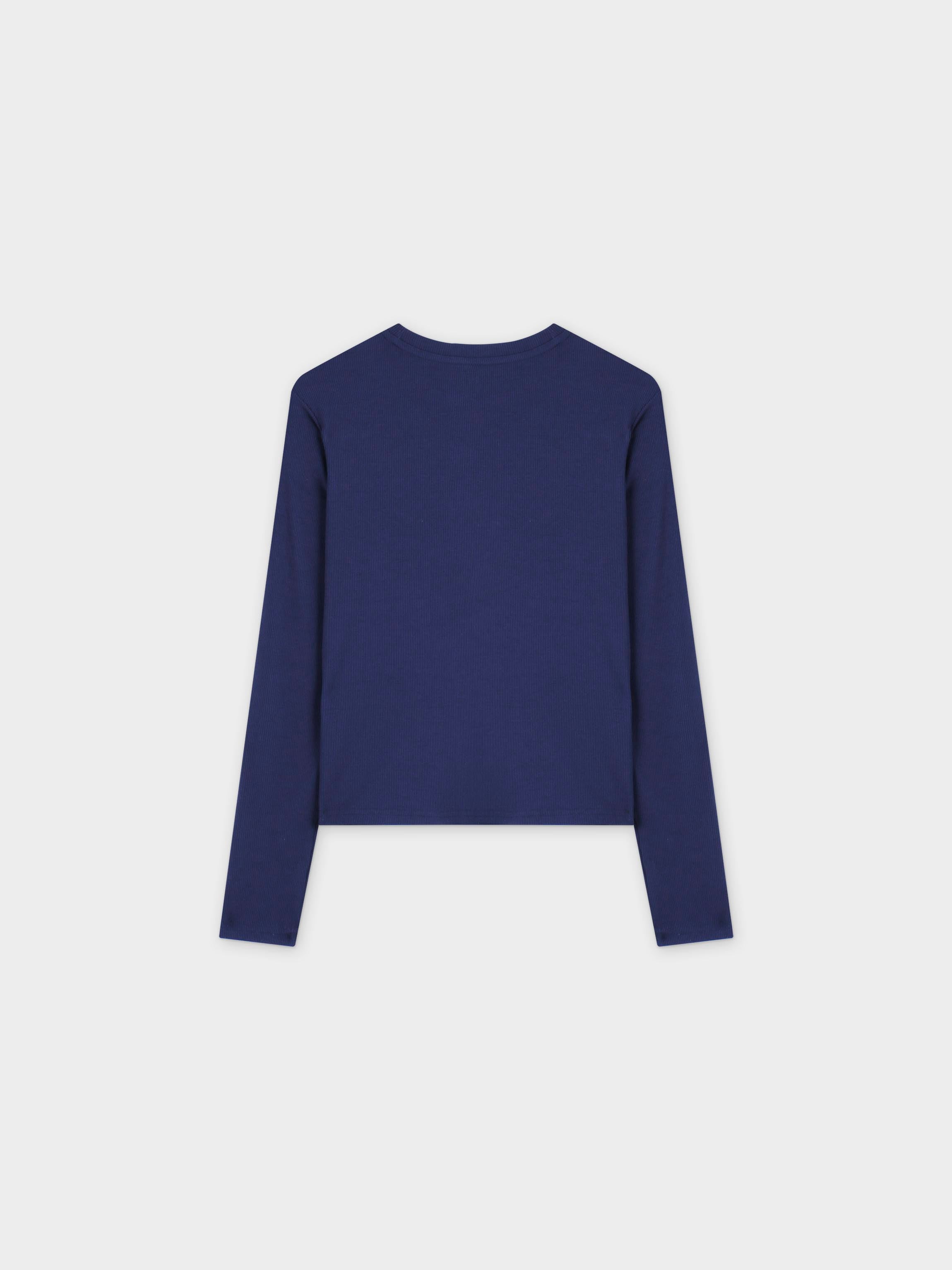 RIBBED WRAP TEE-NAVY