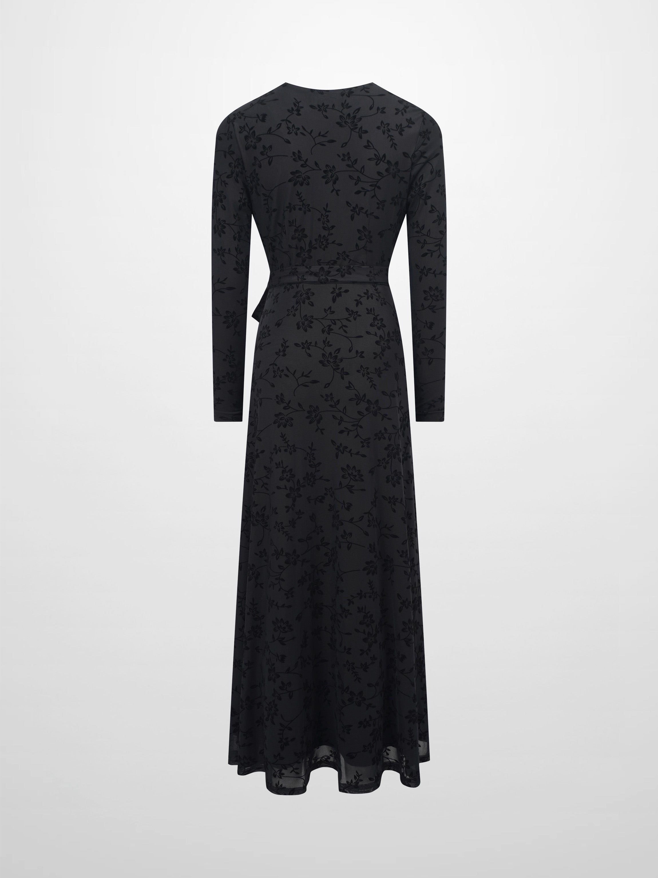 Velvet Wrap Dress-Black