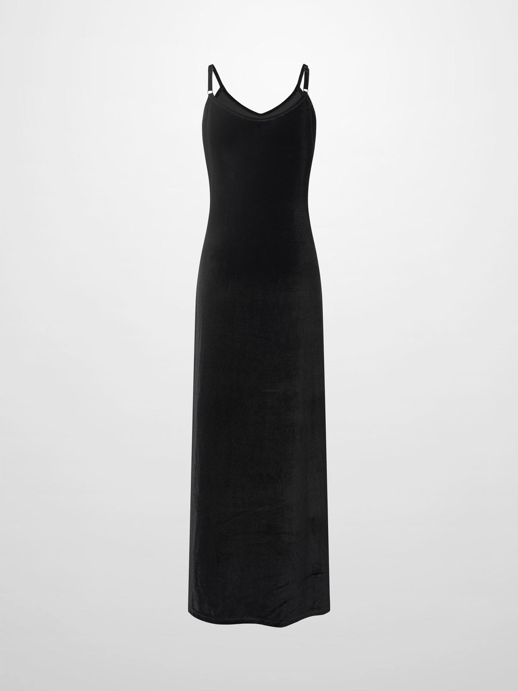 Ombre Velour Slip Dress-Black