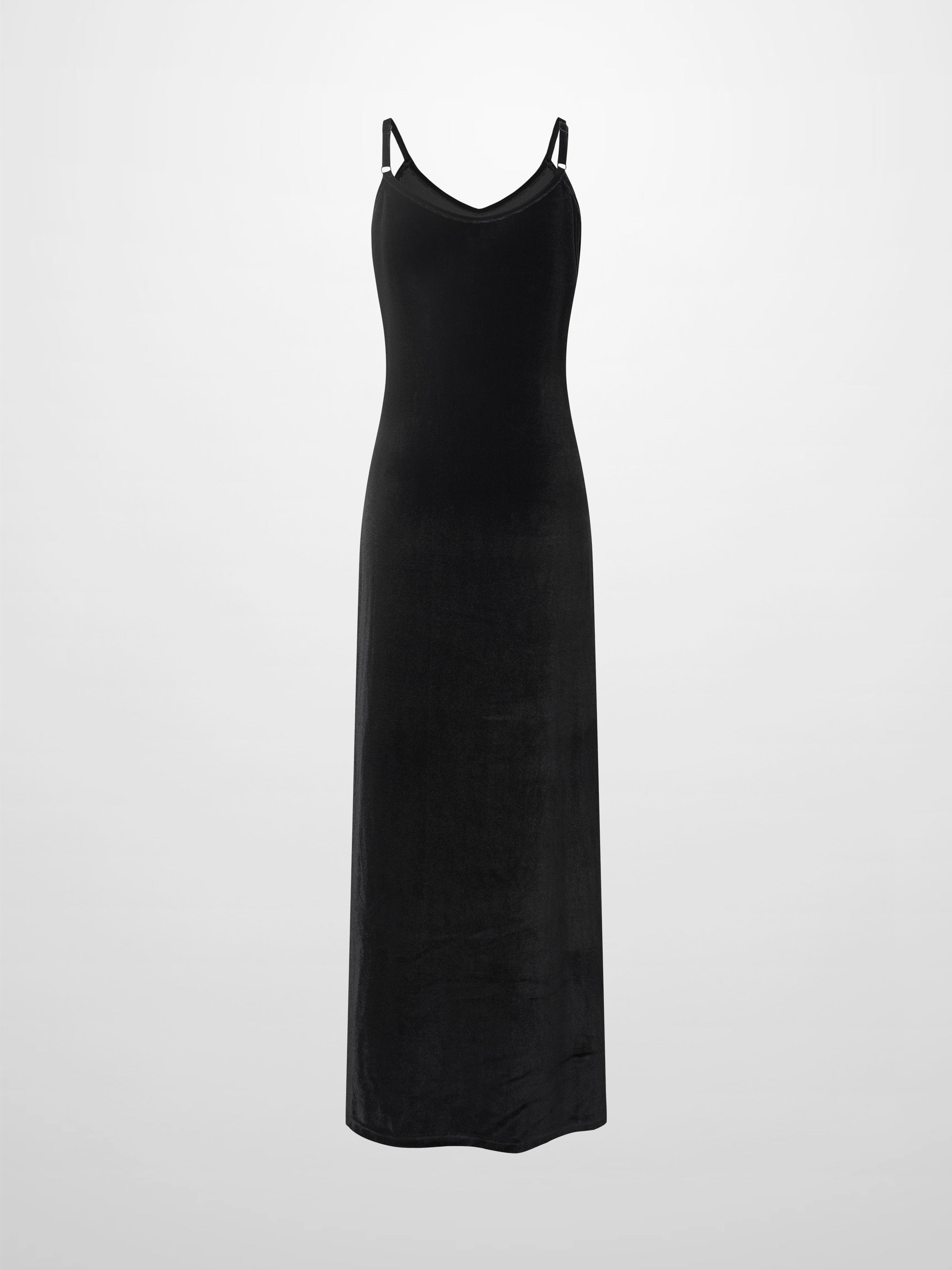 Ombre Velour Slip Dress-Black