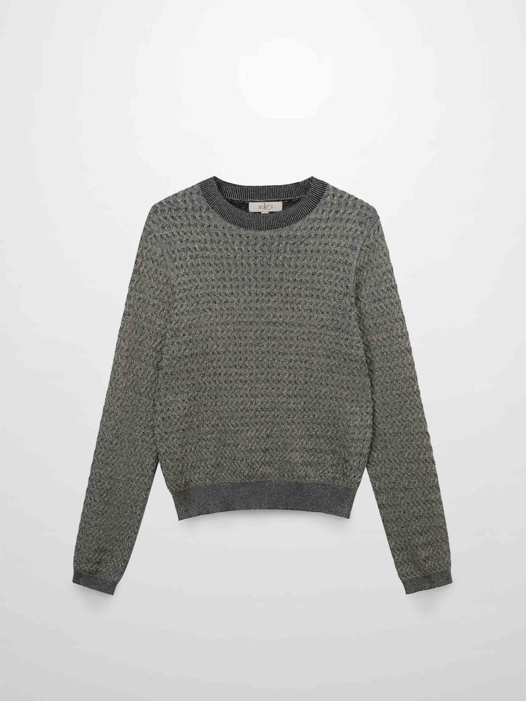 Textured Lurex Crew Sweater-Gold