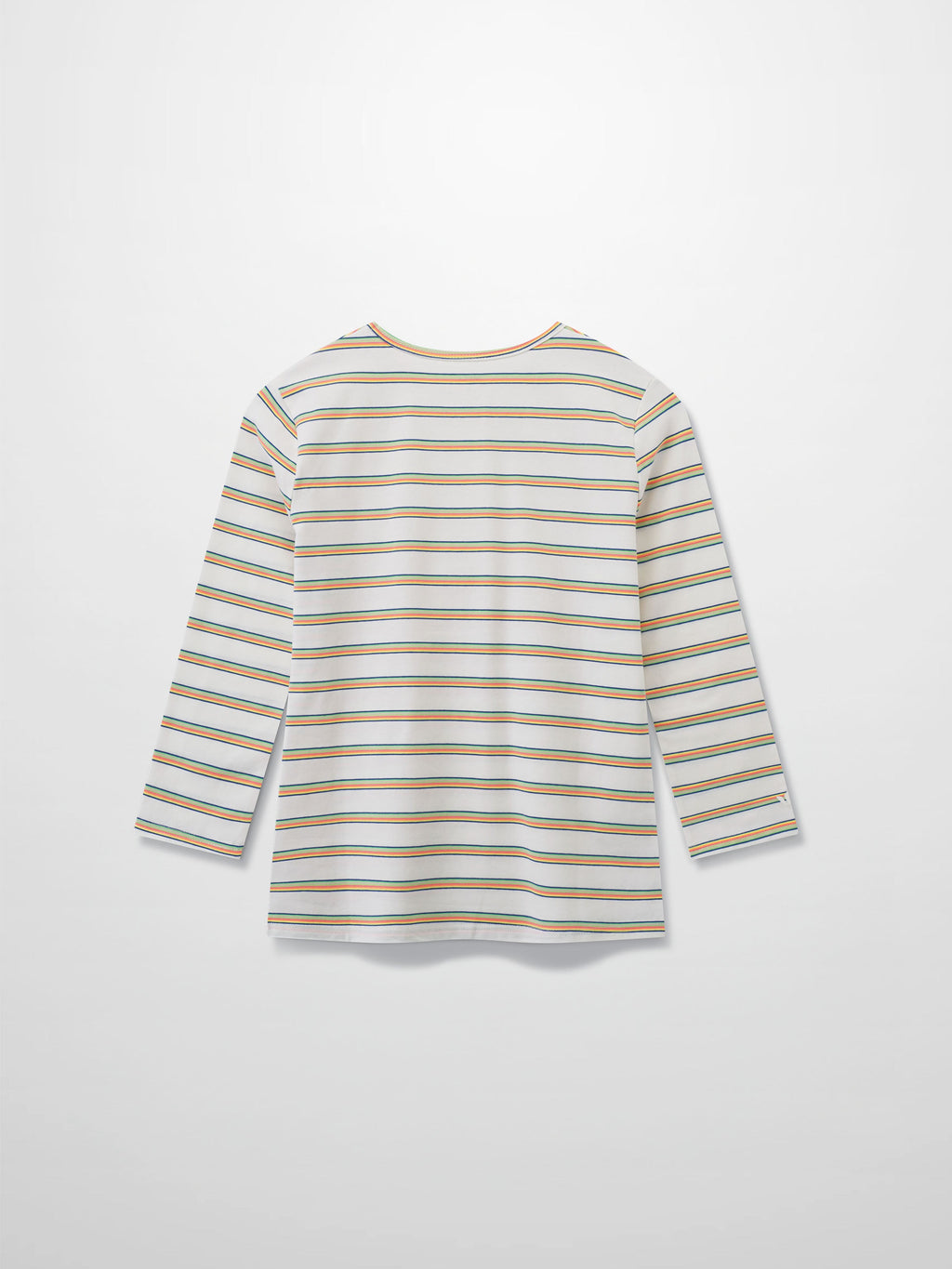 Flat Striped Crew Tee 3Q-White/Neon Stripe