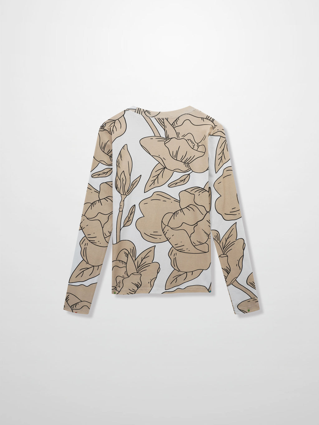 Basic Printed T-shirt-Oversized Tan Floral