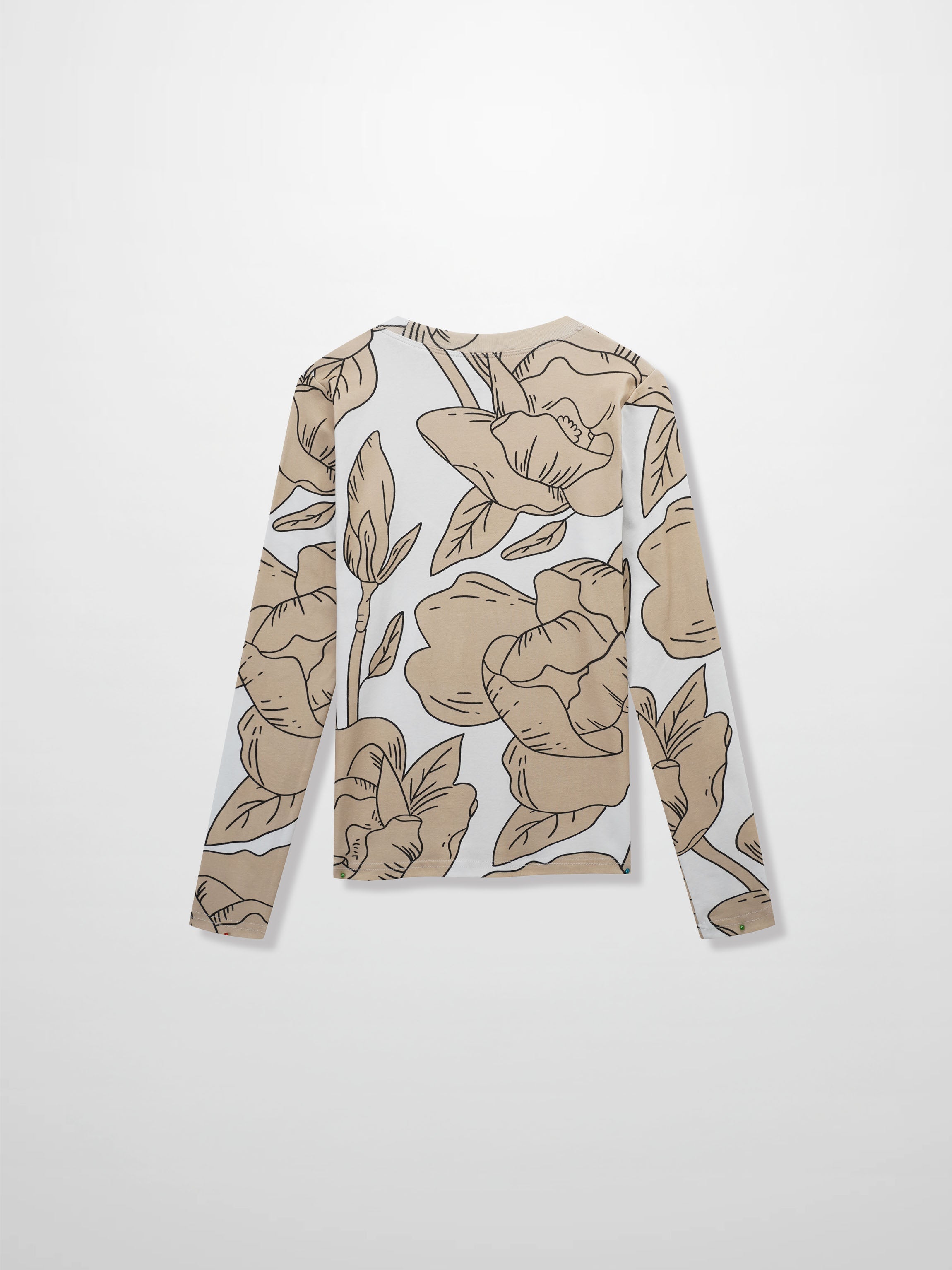 Basic Printed T-shirt-Oversized Tan Floral
