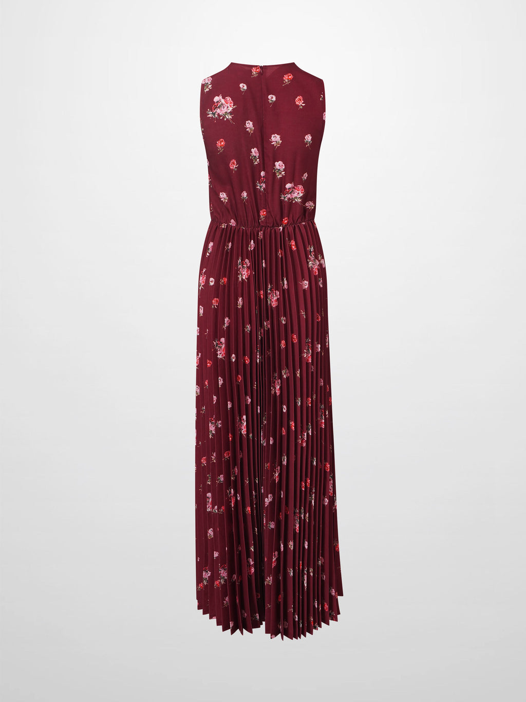 Pleated Bottom Slip Dress-Burgundy Floral