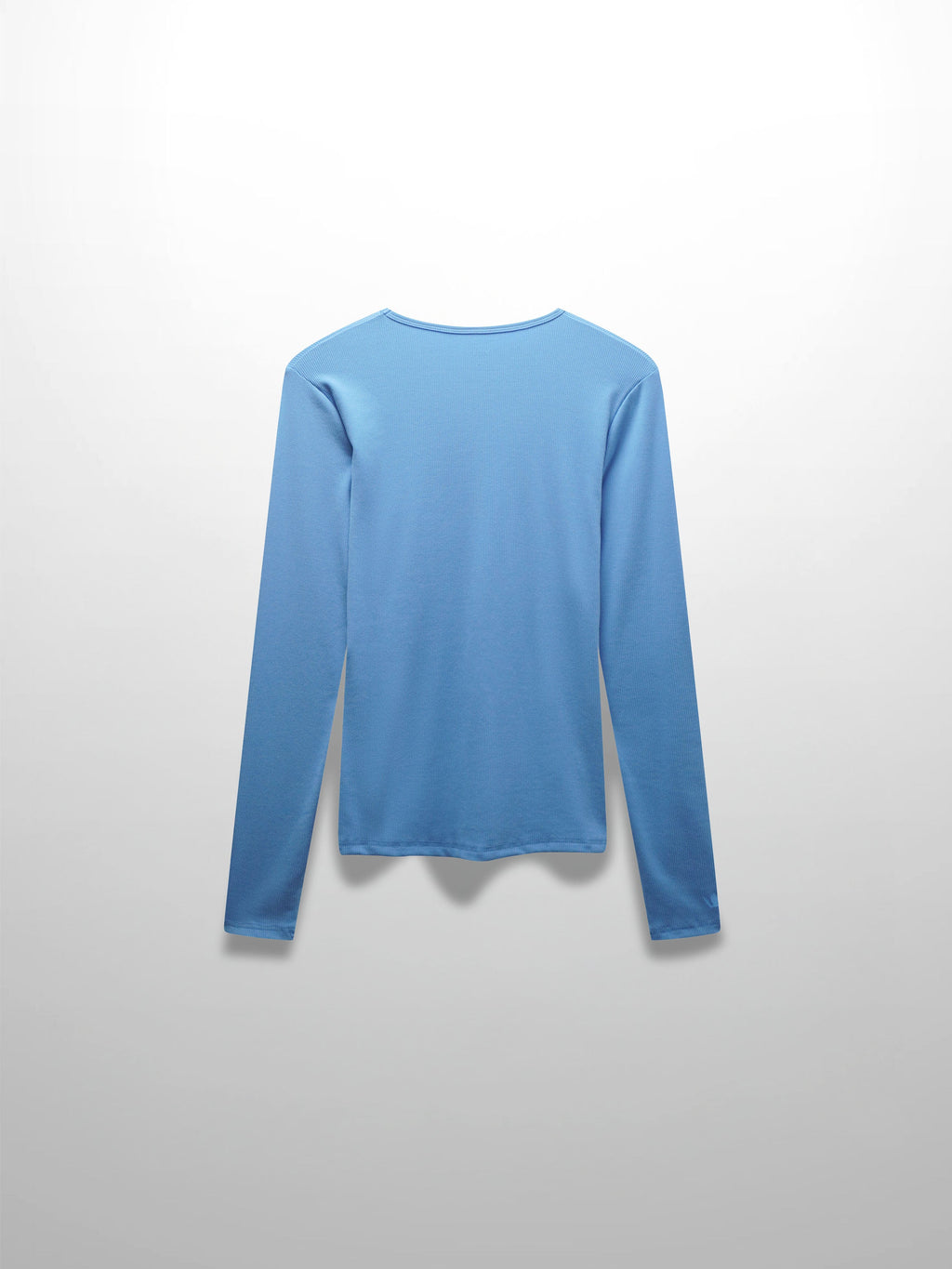 RIBBED HIGH V TEE LS-PERIWINKLE BLUE