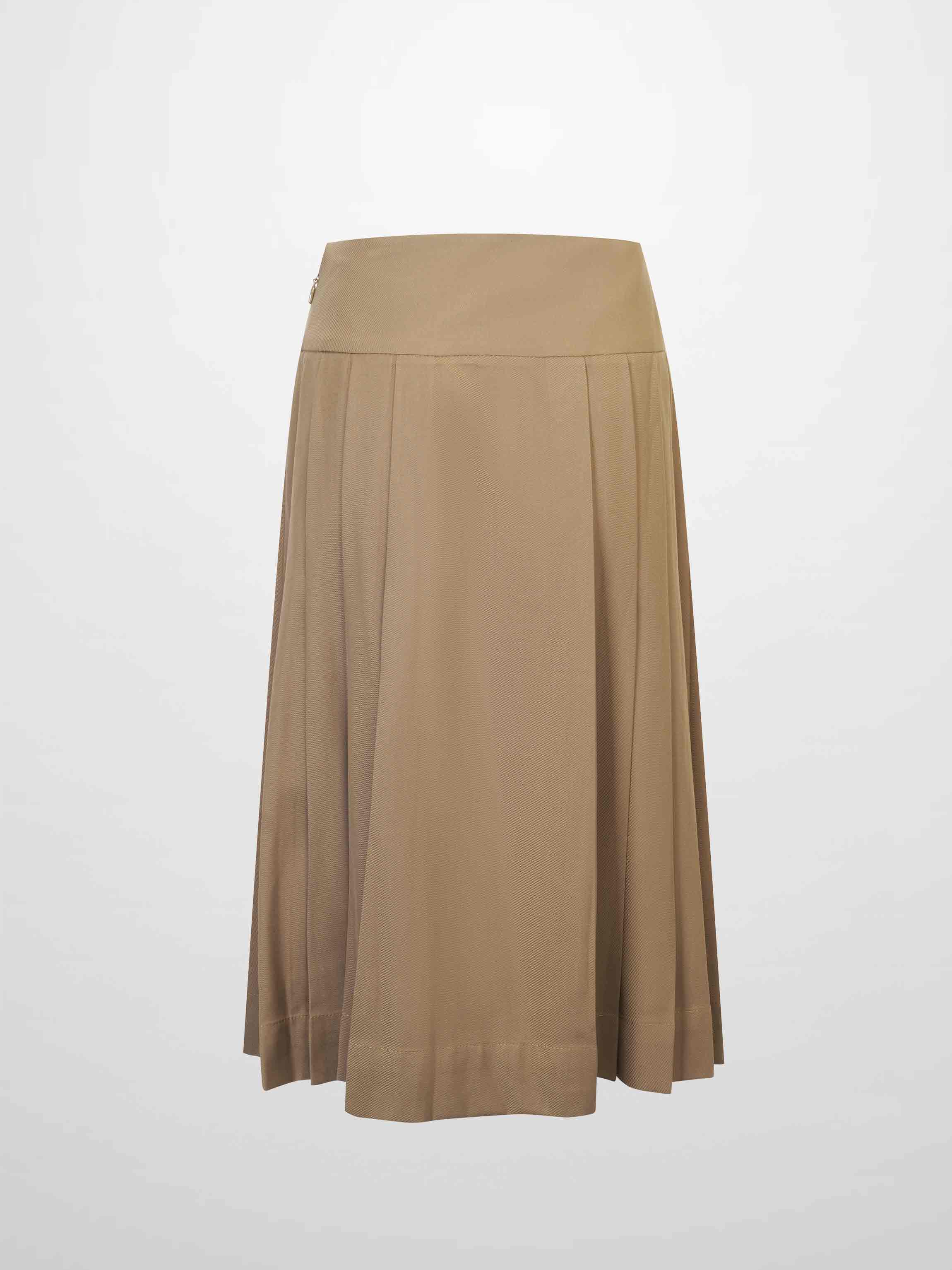 Yoke Pleated Skirt-Camel