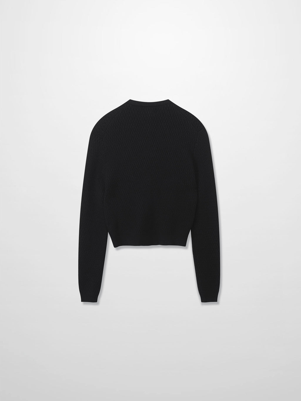 Textured Crew Cardigan-Black