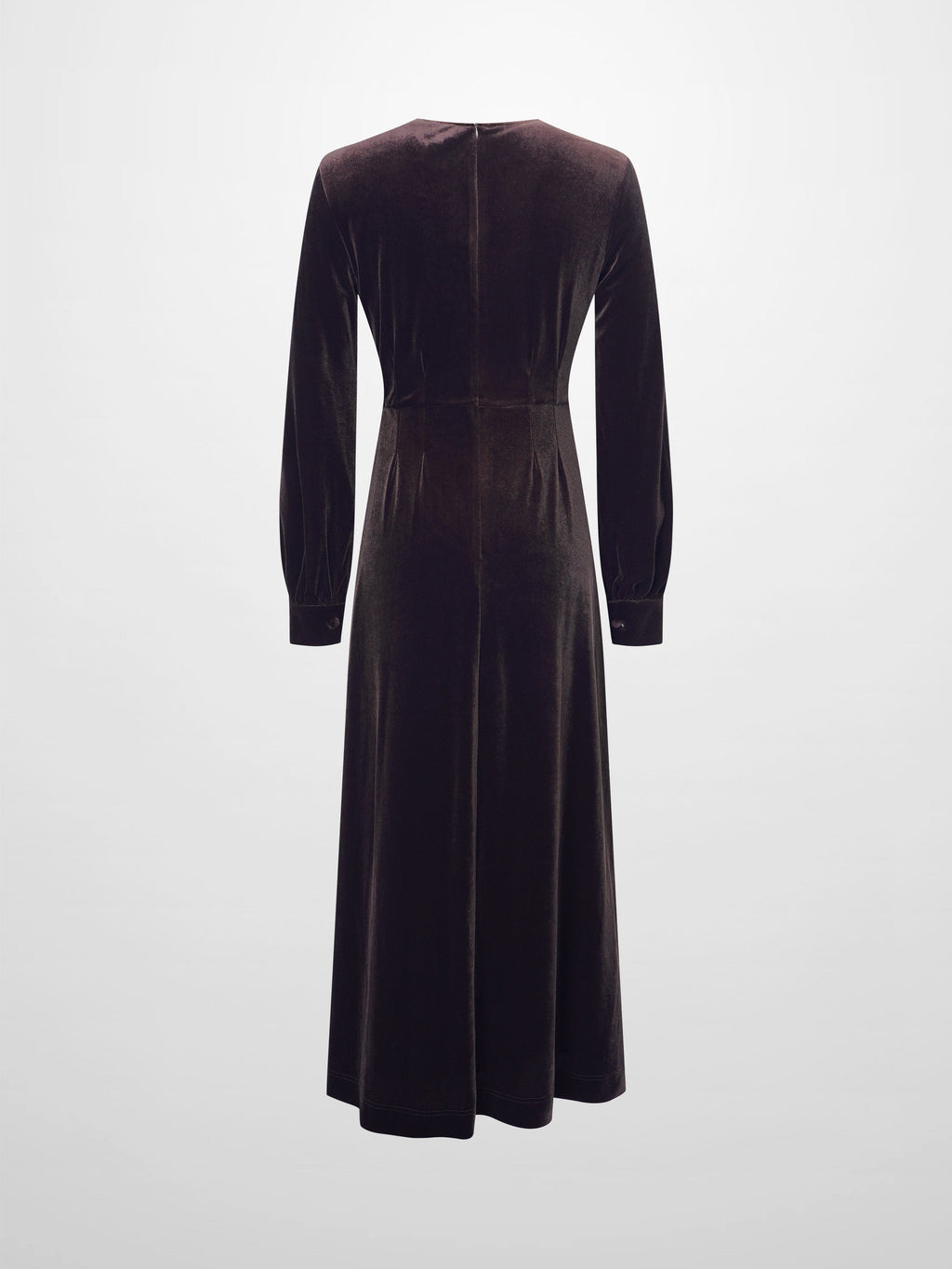 Velour Empire Waist Maxi Dress-Brown