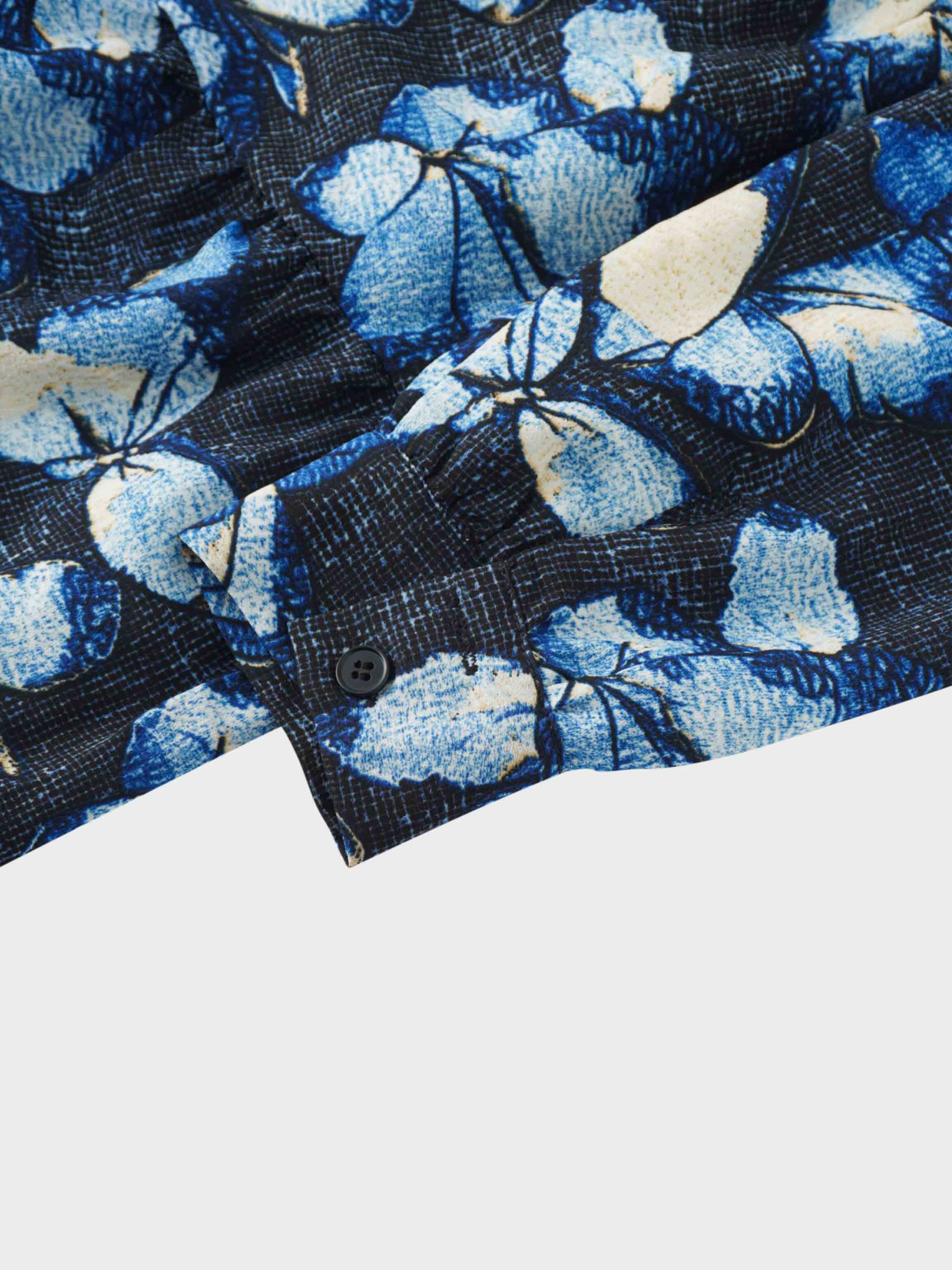 Layered Belted Dress-Blue Floral