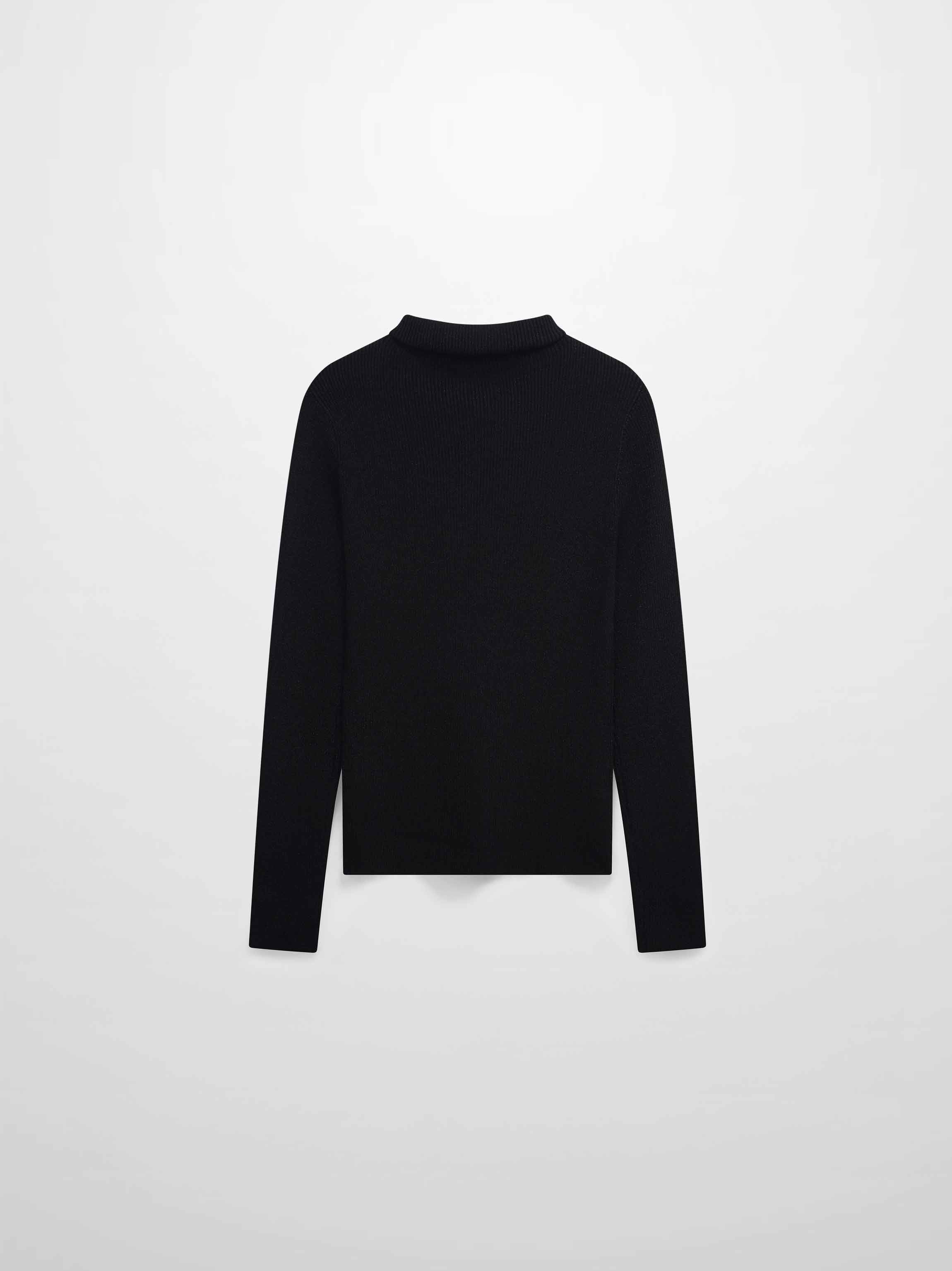 Lurex Ribbed Knit Turtleneck-Black