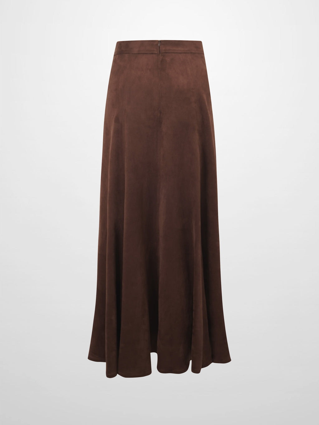 Suede Trumpet Skirt-Brown