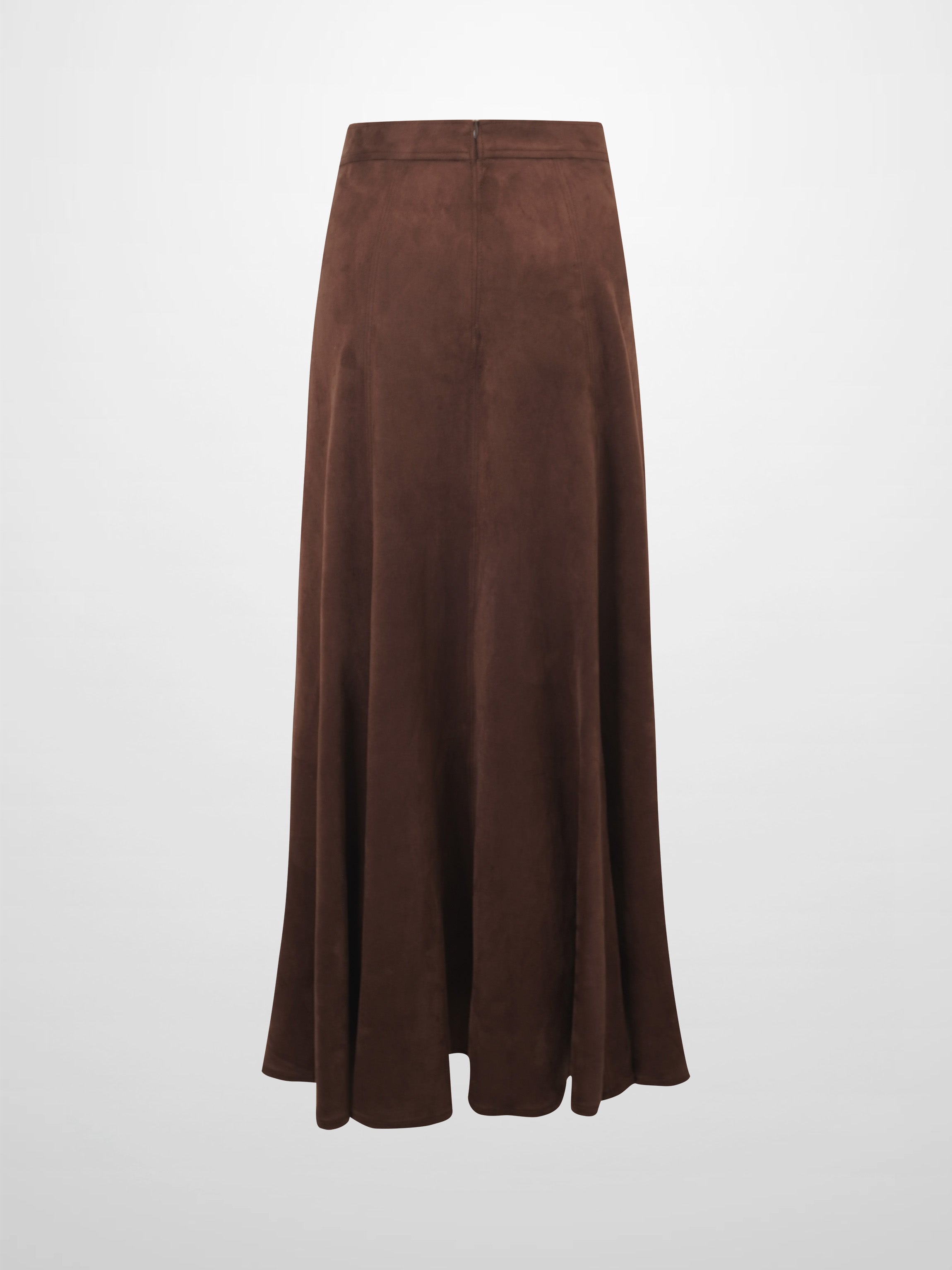 Suede Trumpet Skirt-Brown