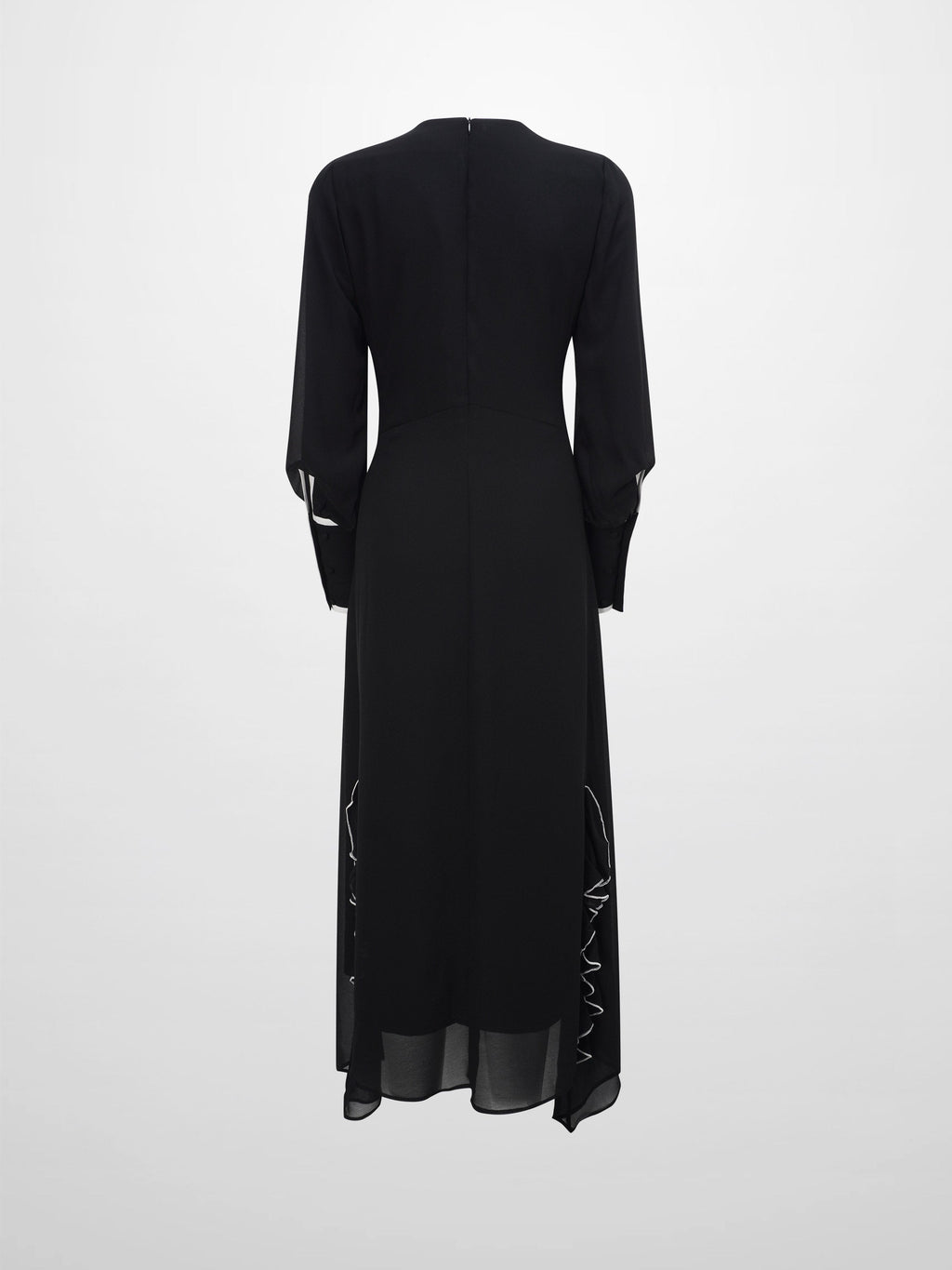 Asymmetrical Hem Dress-Black