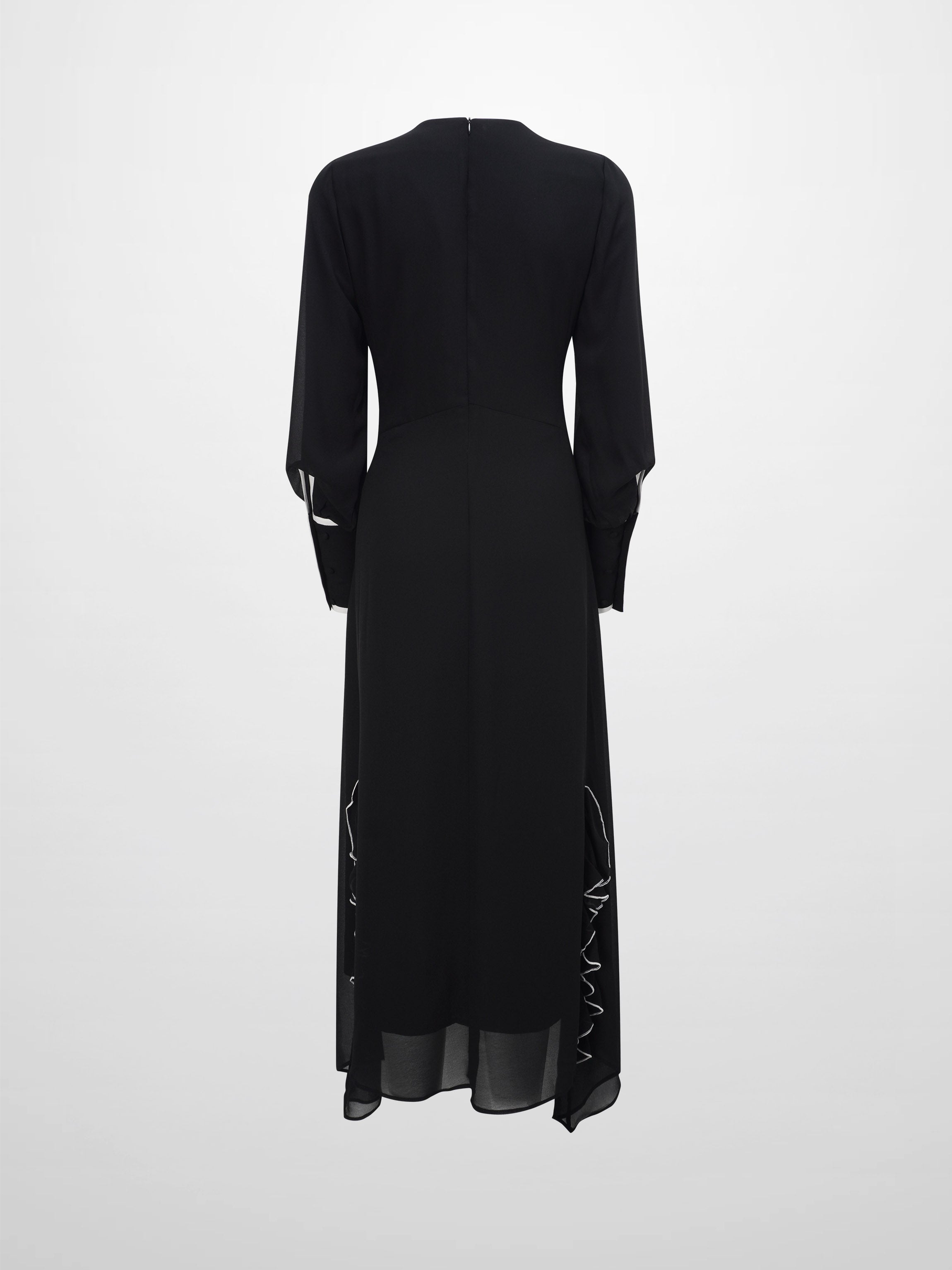 Asymmetrical Hem Dress-Black