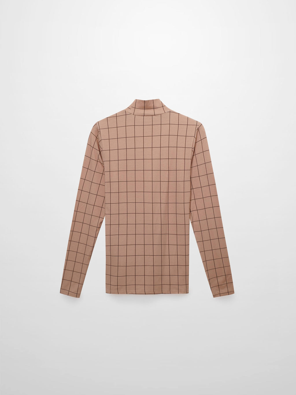 Printed Modal Turtleneck-Brown Windowpane