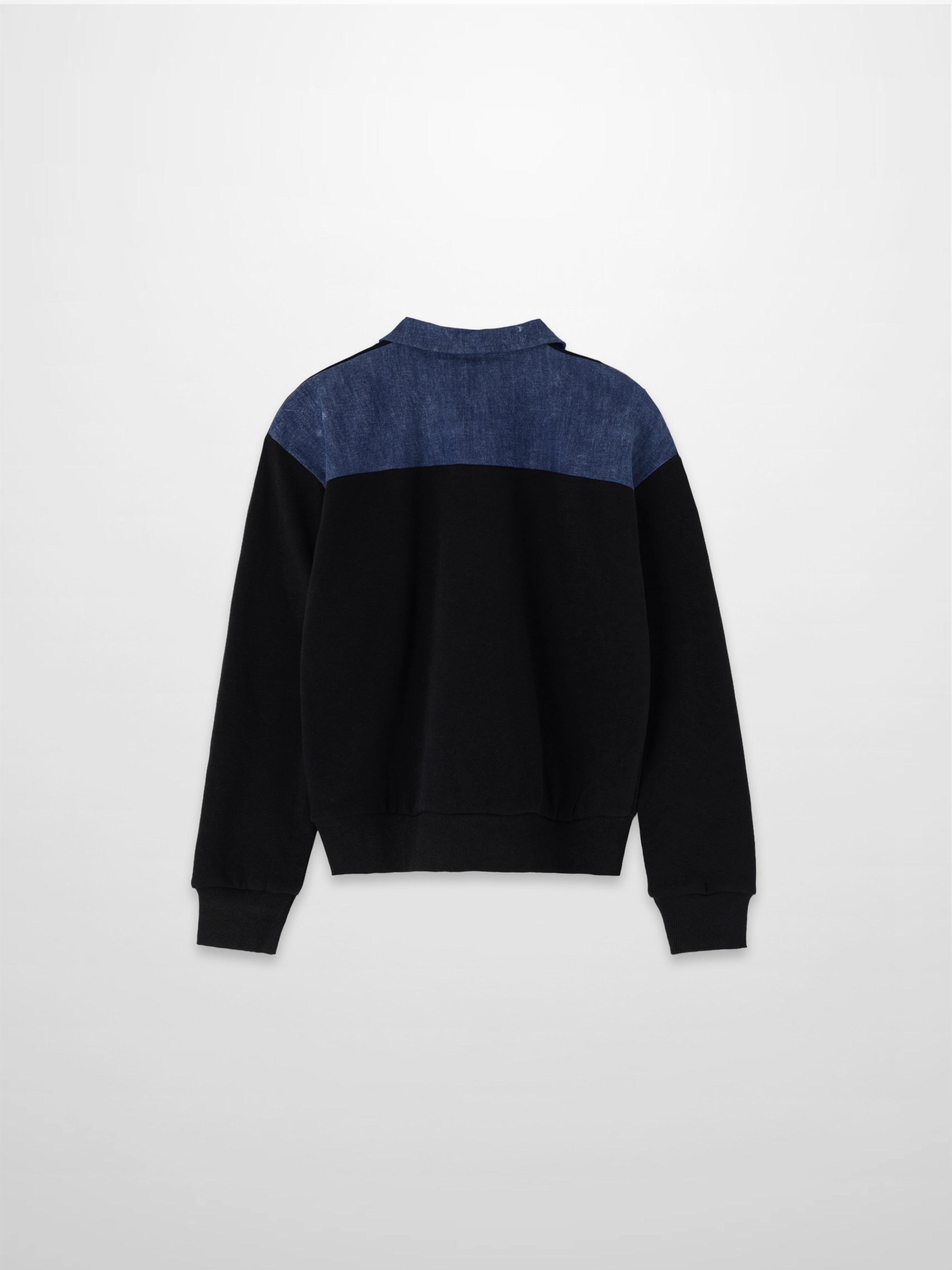Collar Sweatshirt-Denim/Black