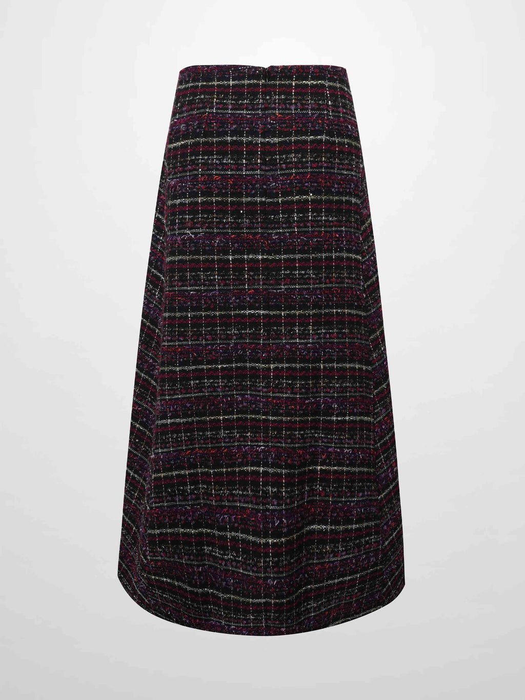 A-Line High Low Skirt-Burgundy Tweed